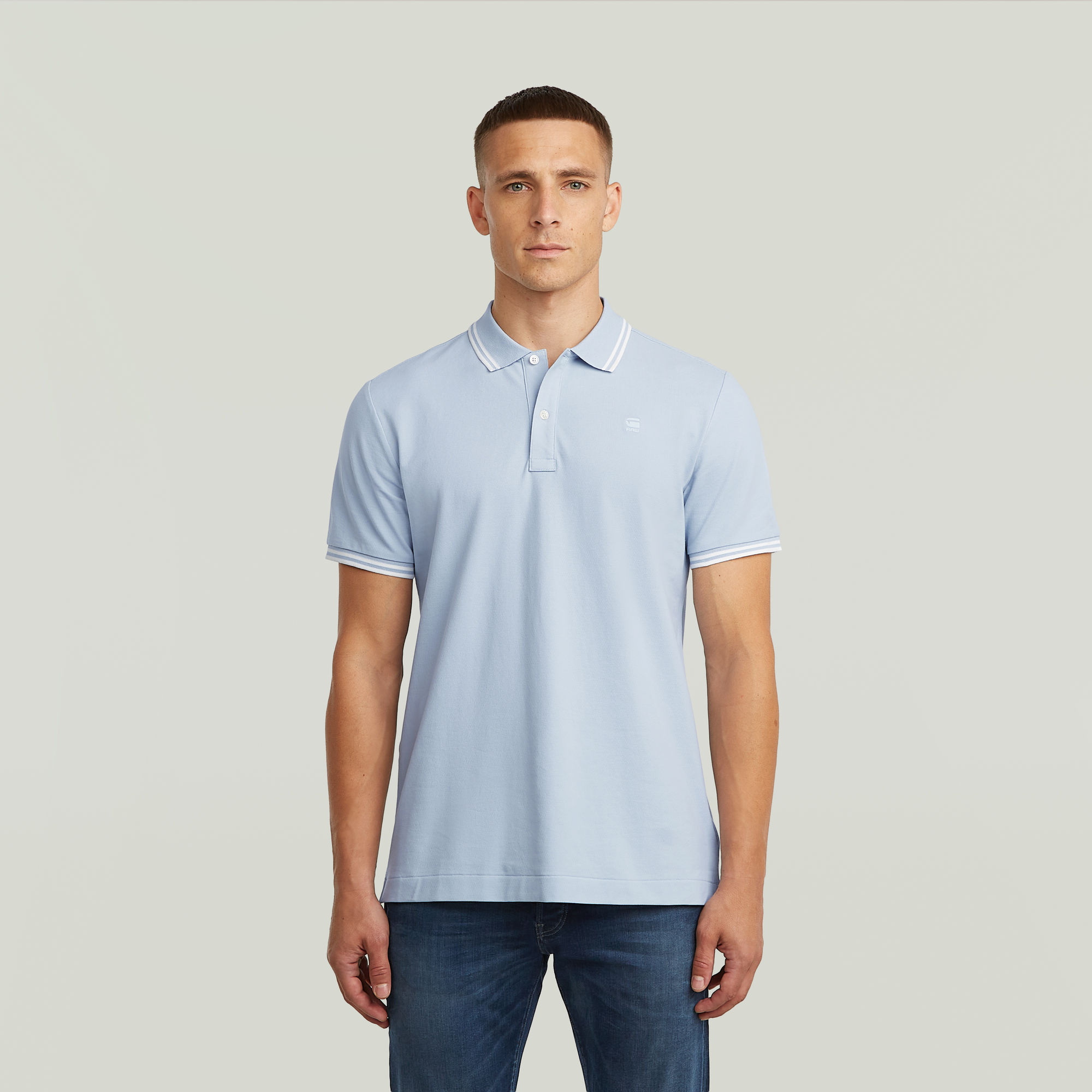 

Dunda Slim Stripe Polo - Lichtblauw - Heren