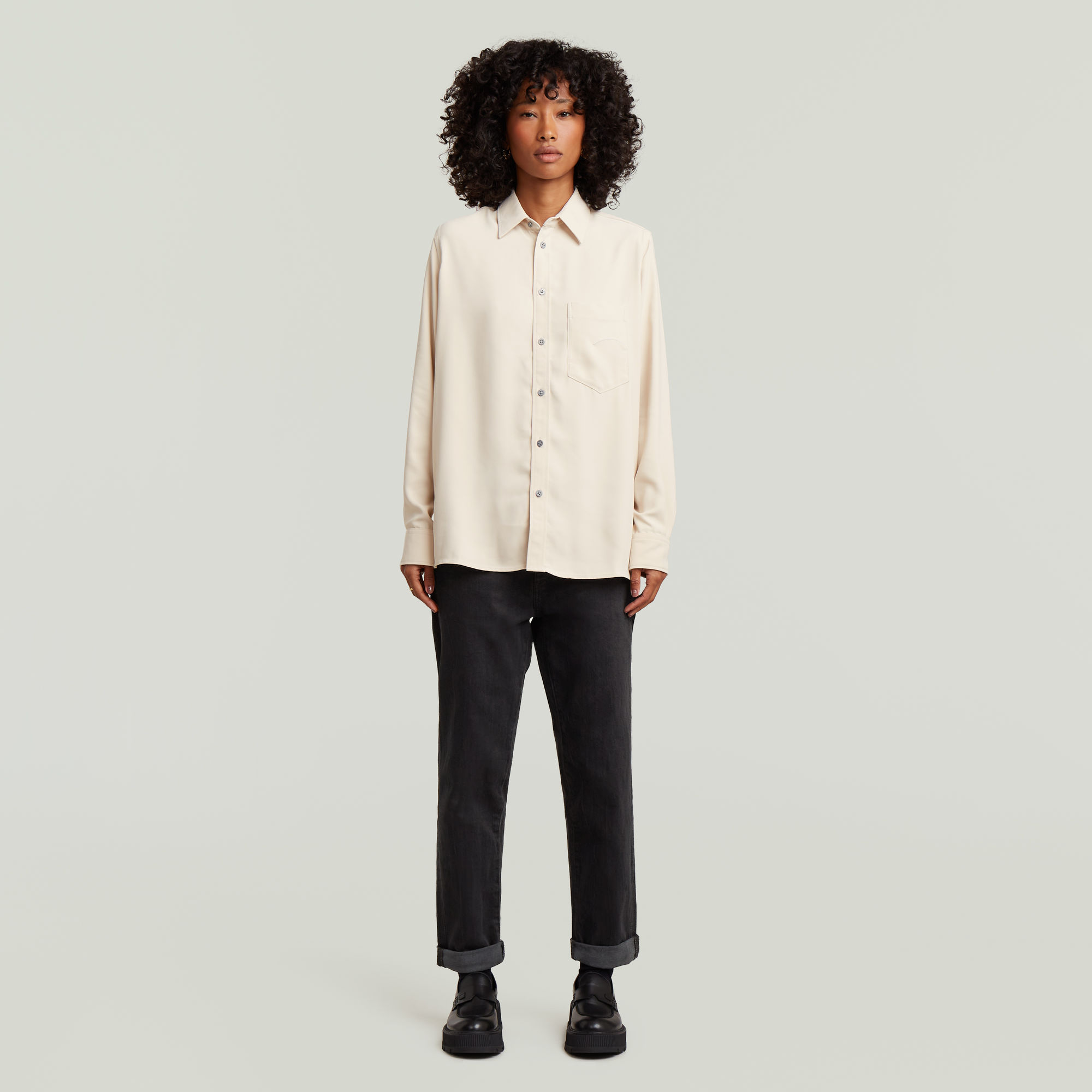 Thumbnail - Regular Long Sleeve Shirt - Weiß - Damen