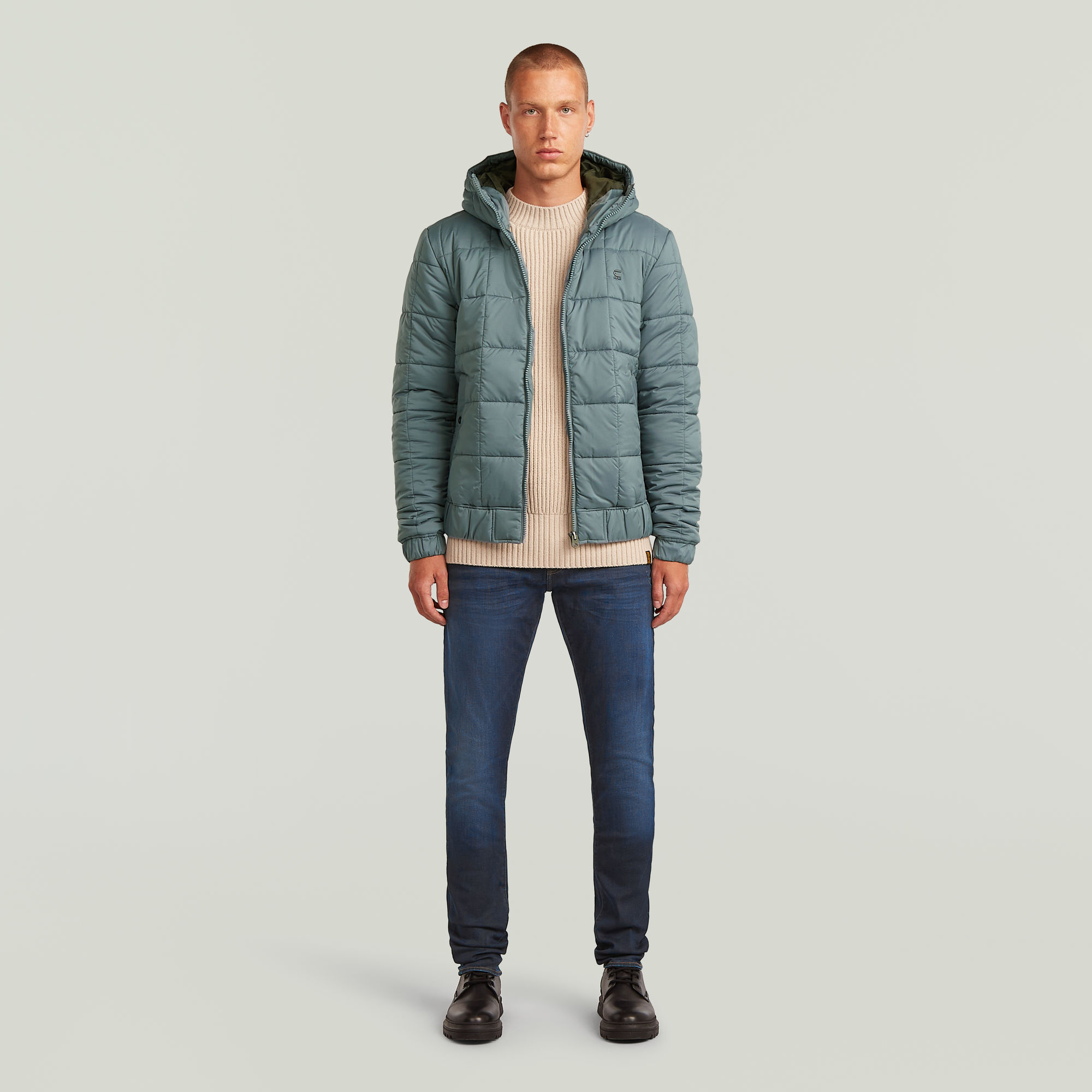 Thumbnail - Meefic Quilted Hooded Jacke - Grau - Herren
