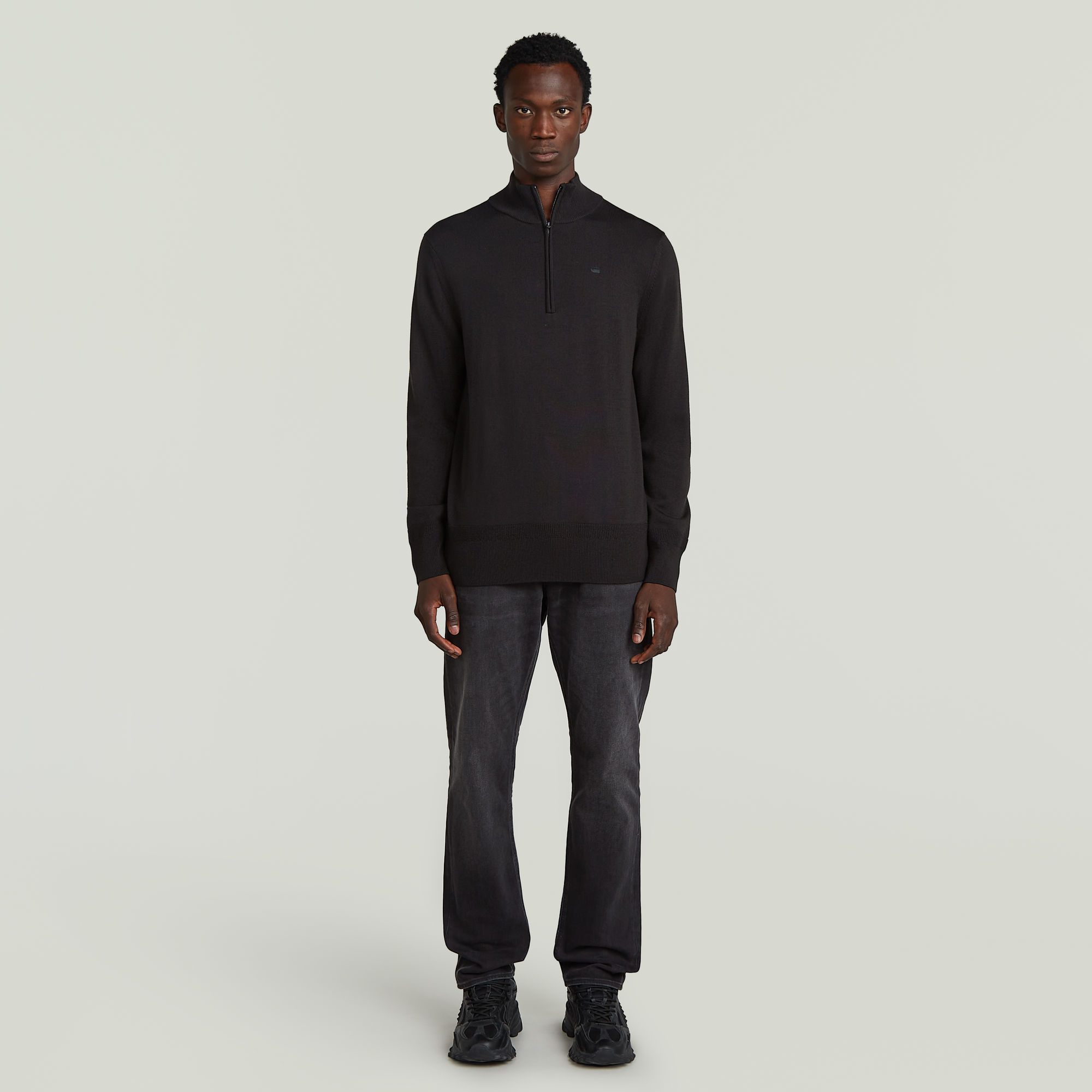 Thumbnail - Premium Core Half Zip Knit - Schwarz - Herren