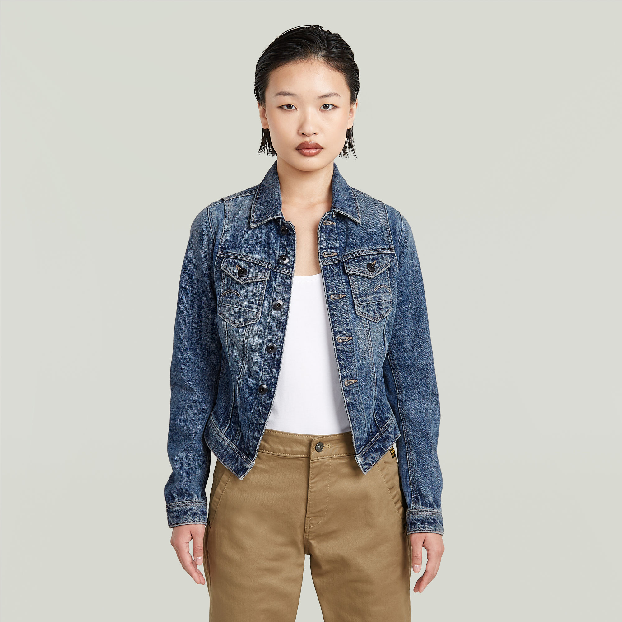 

Pitched Hem Slim Jacket - faded typhoon - Women