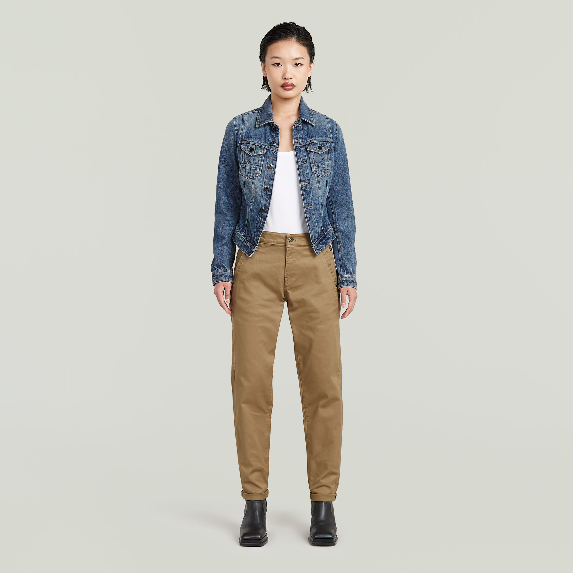 Thumbnail - Pitched Hem Slim Jacke - Andere - Damen