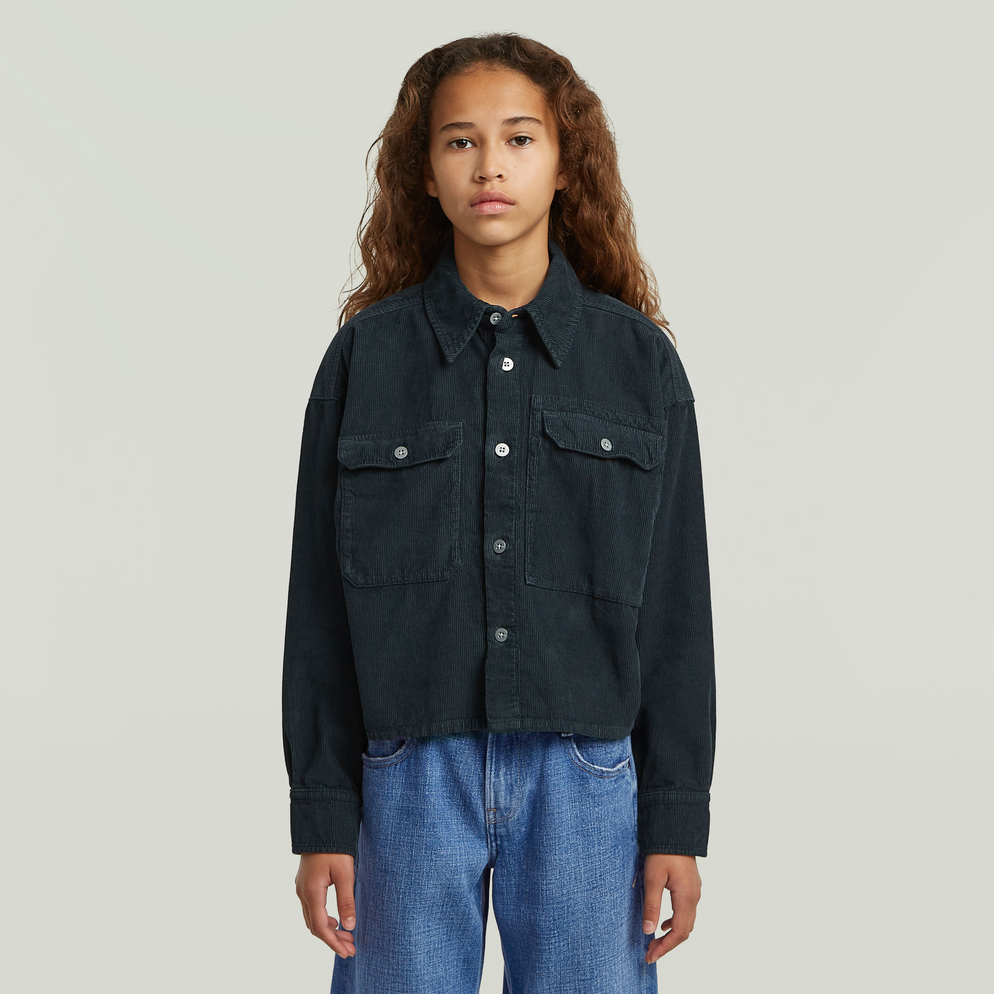 

Girls Cropped Pocket Shirt - Dunkelblau - mädchen