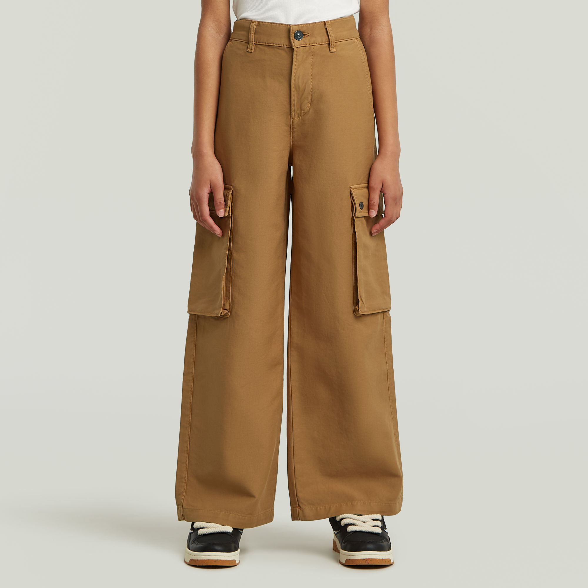 Girls High Waist Cargohose - Braun - mädchen