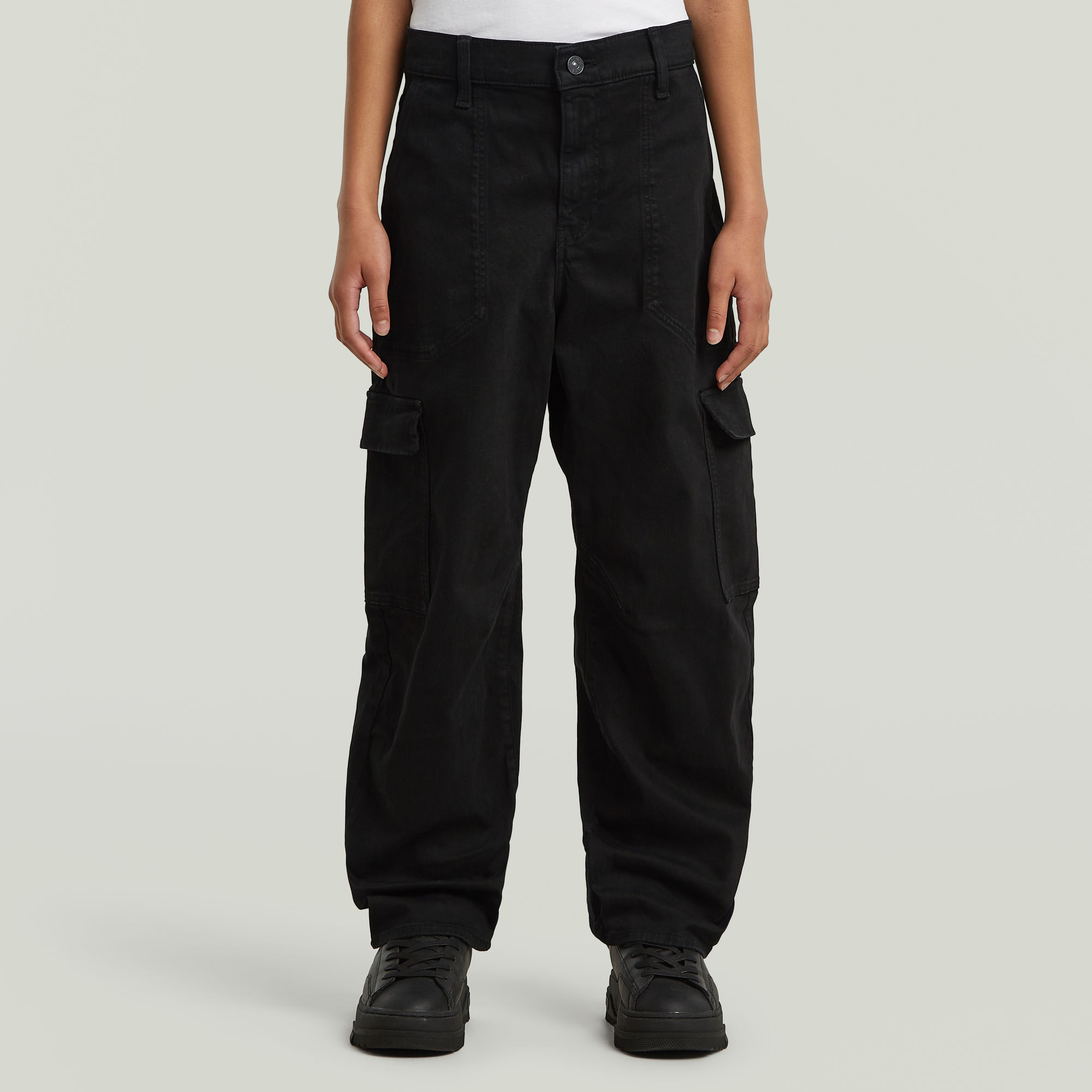 Girls Cargo 3D Boyfriend Hose - Schwarz - mädchen