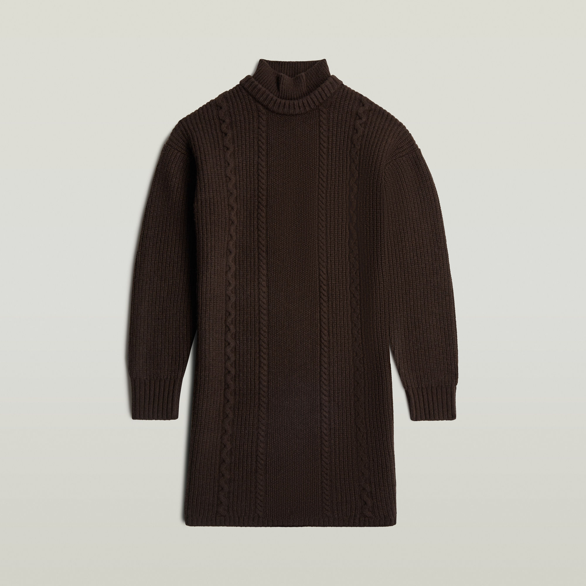 Thumbnail - Cable Loose Knit Kleid - Braun - Damen