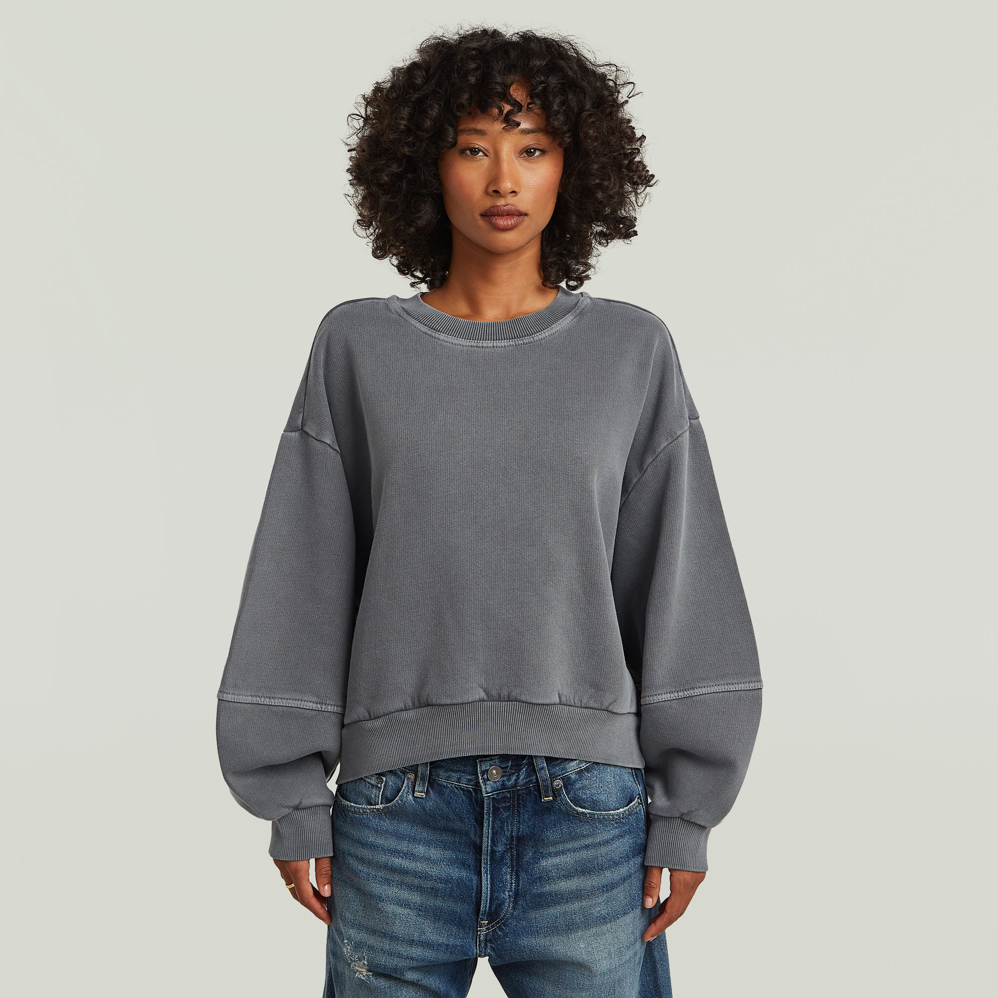 Overdyed Big Sleeve Oversized Sweater - Grau - Damen