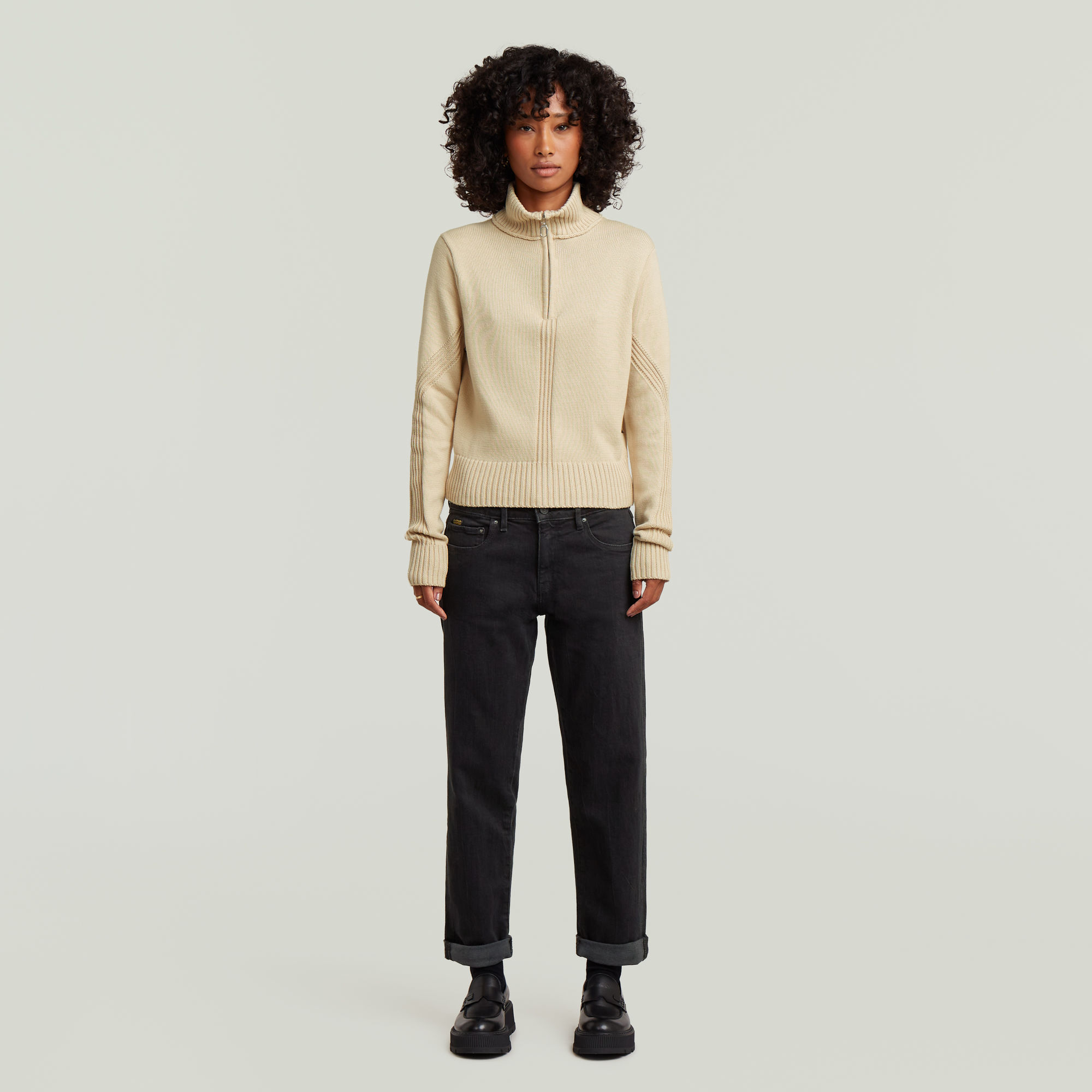 Thumbnail - Milano Half Zip Knit - Weiß - Damen