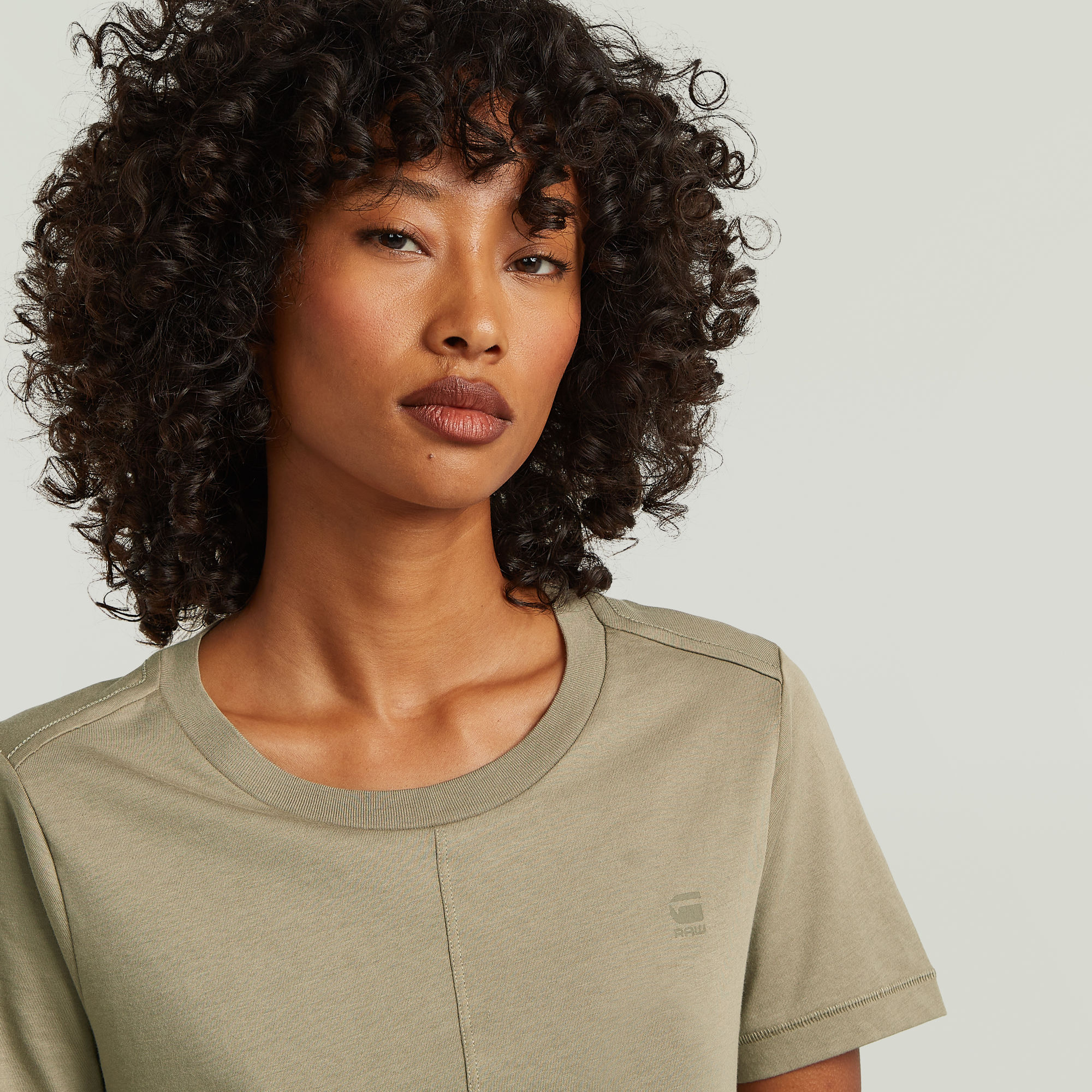 Thumbnail - Front Seam T-Shirt - Beige - Damen