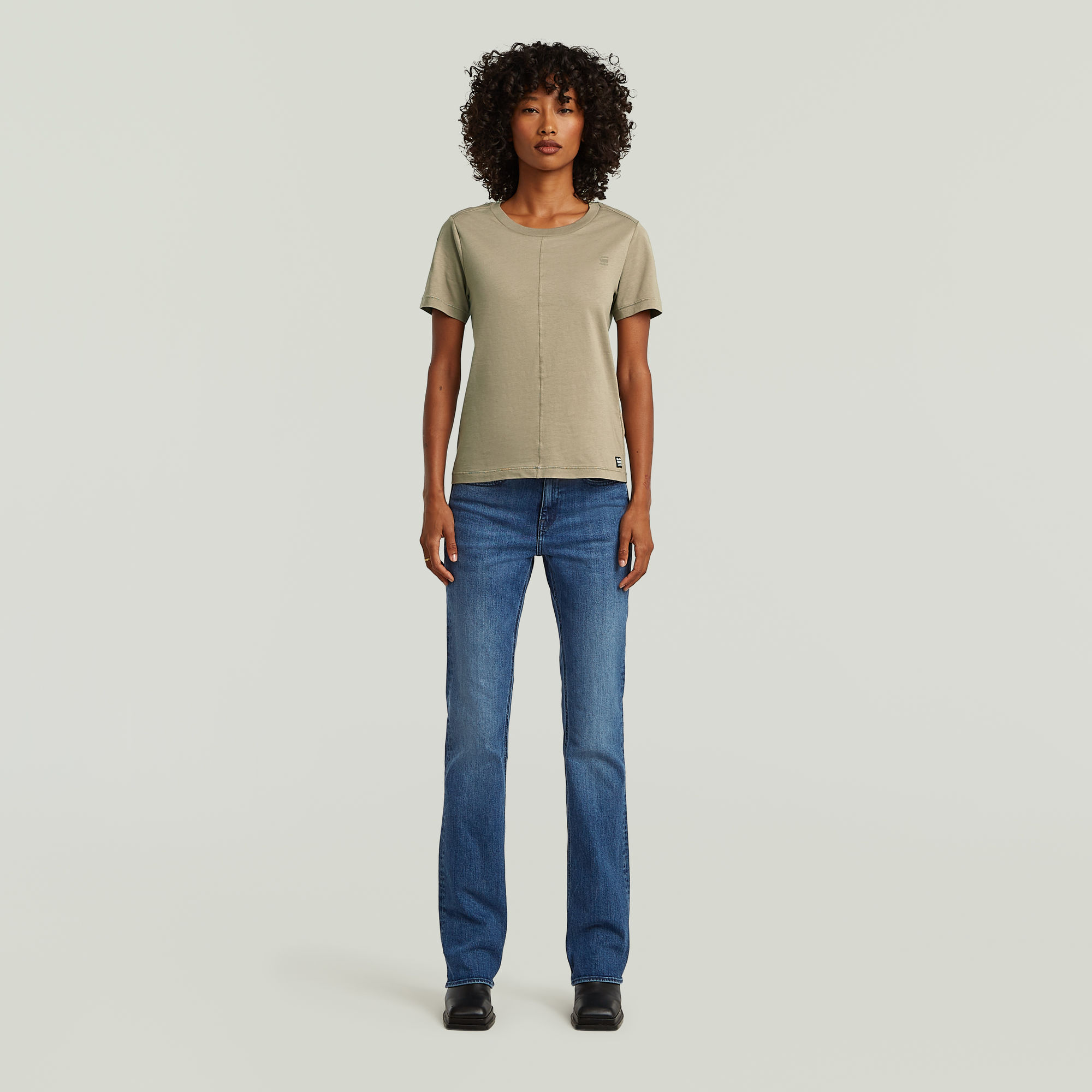 Thumbnail - Front Seam T-Shirt - Beige - Damen