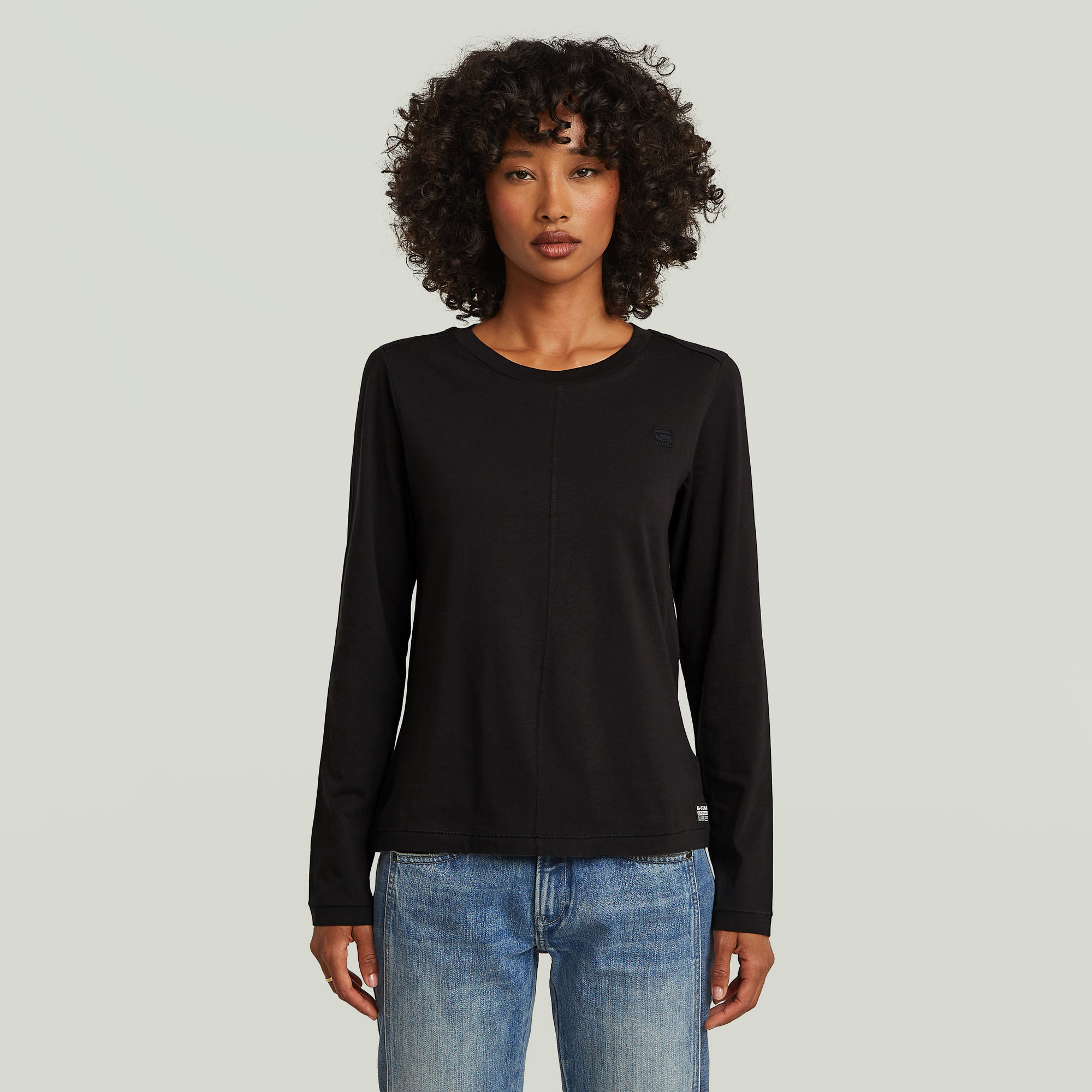Front Seam T-Shirt - Schwarz - Damen