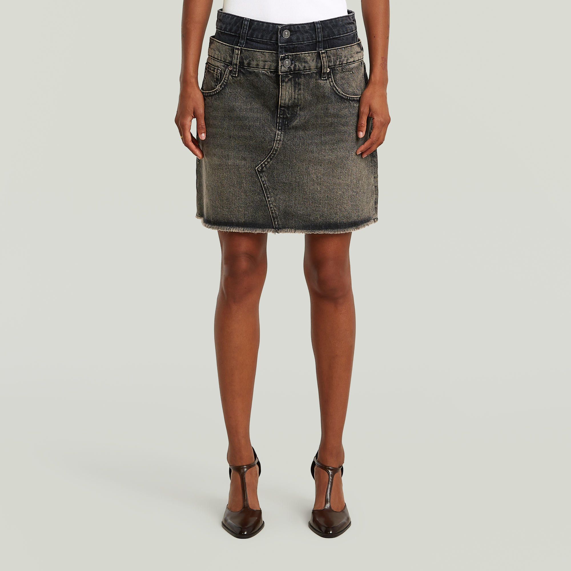 

Carter Double Waistband Mini Skirt - Midden blauw - Dames