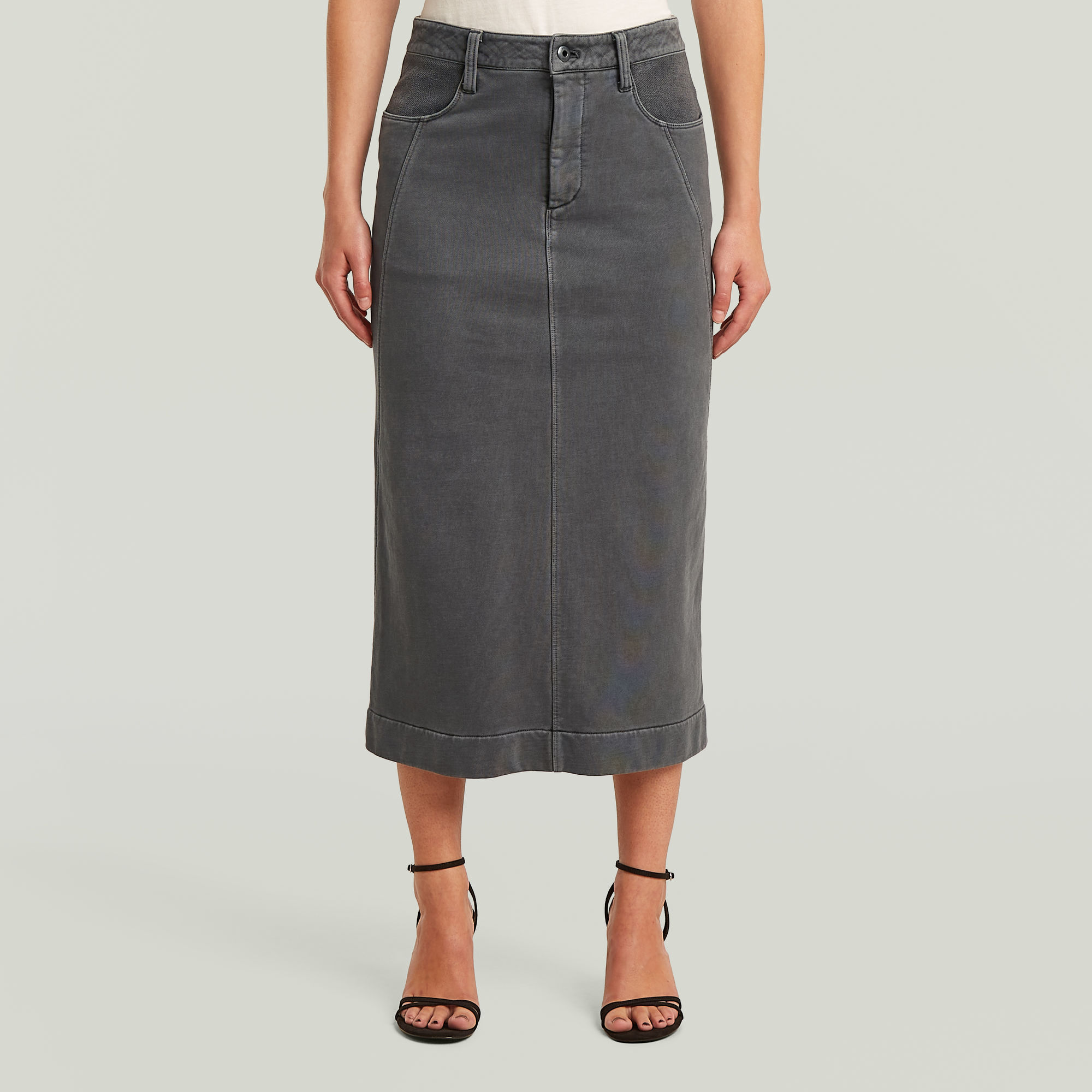 

Washed Midi Sweater Skirt - Grey - Women