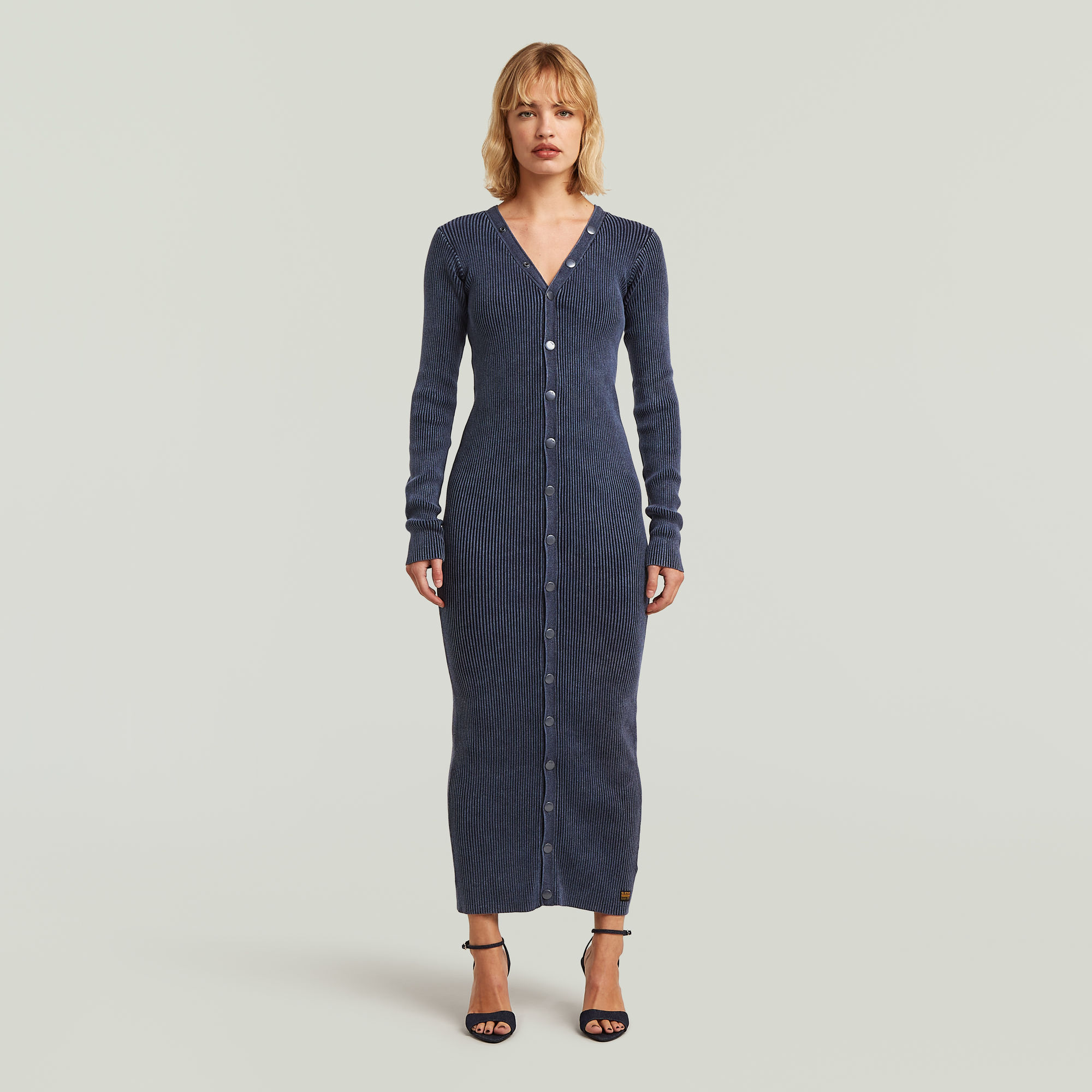 Thumbnail - Long Cardigan Dress Knit - Dunkelblau - Damen