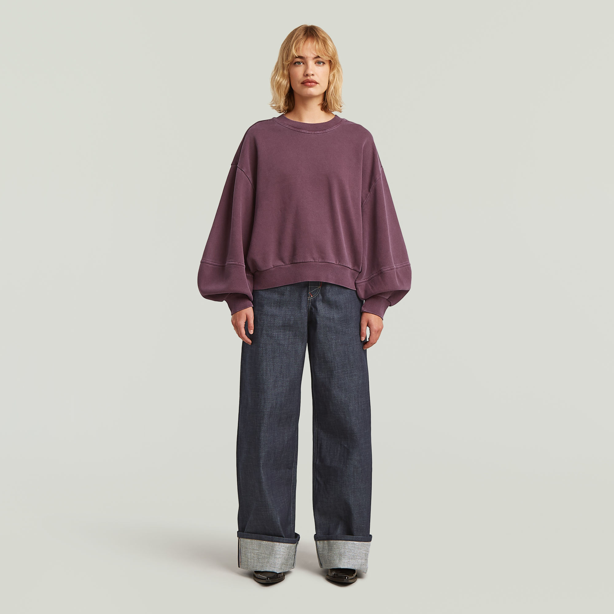 Thumbnail - Overdyed Big Sleeve Oversized Sweater - Rot - Damen