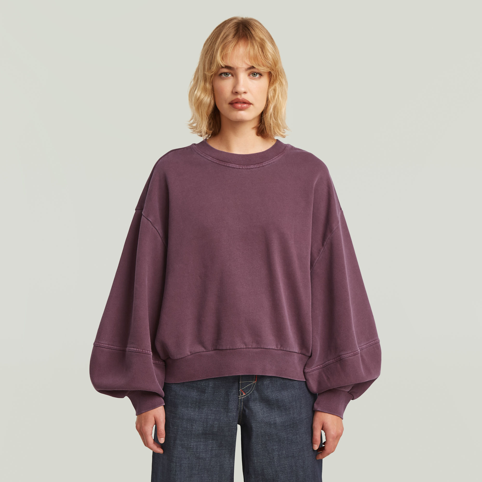 

Overdyed Big Sleeve Oversized Sweater - Red - Women
