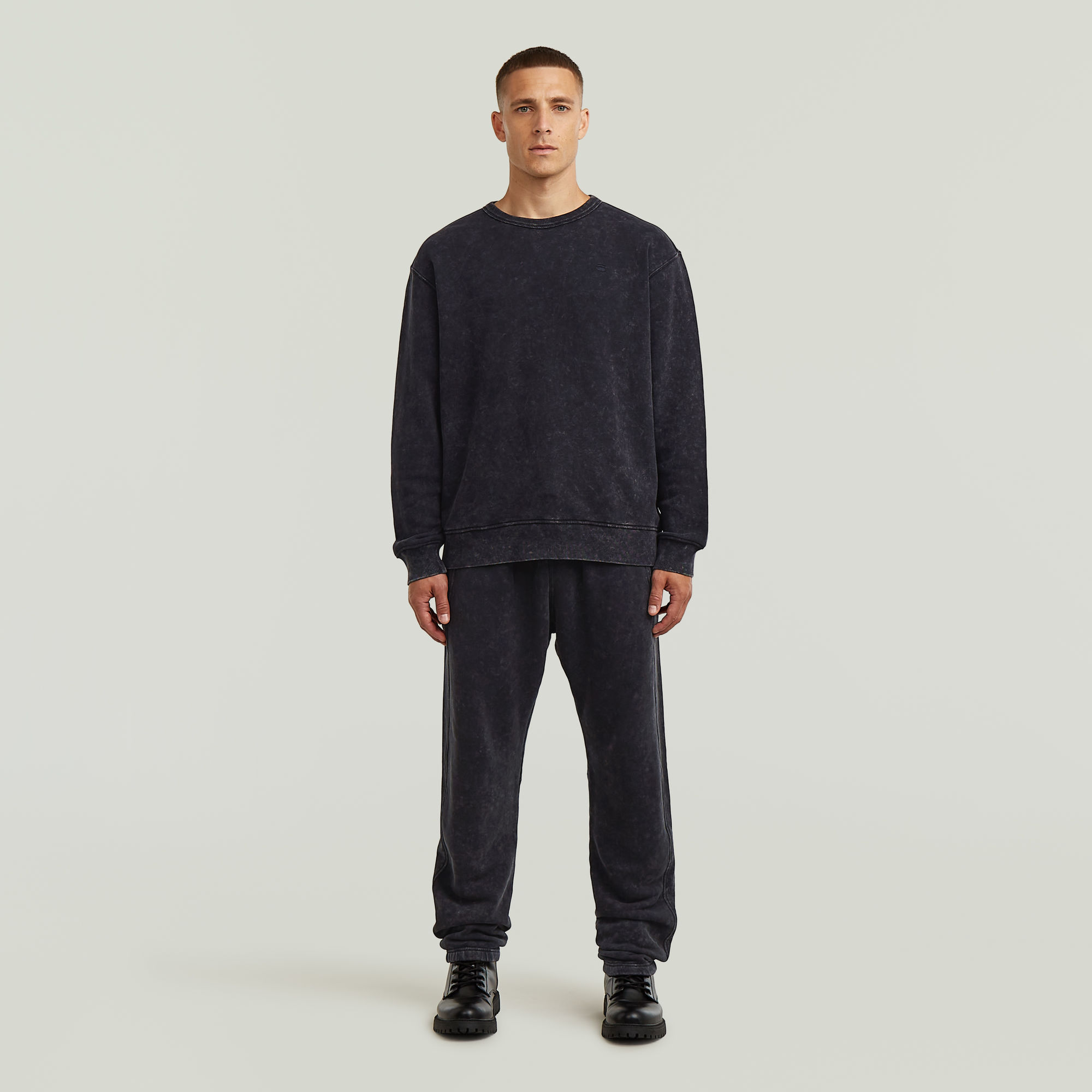 Thumbnail - Washed 3D Sweater Pant - Schwarz - Herren
