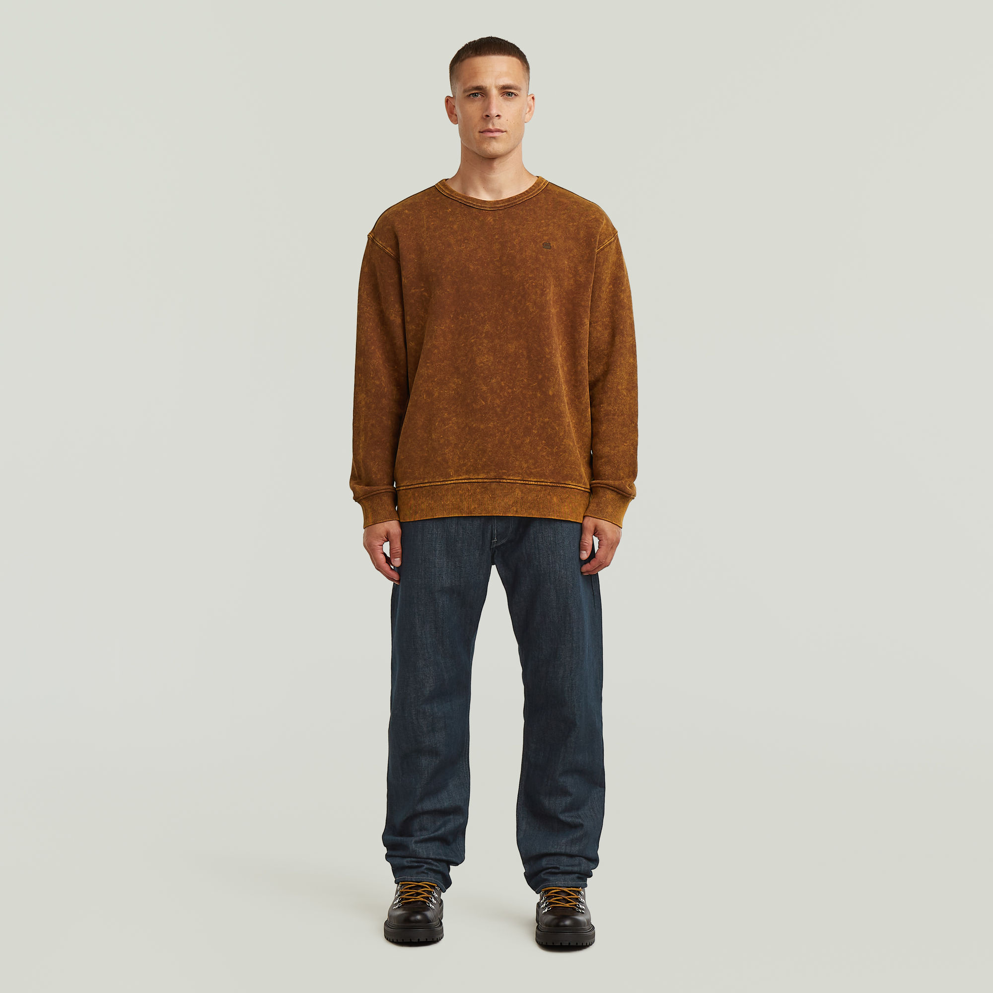 Thumbnail - Washed Sweater - Braun - Herren