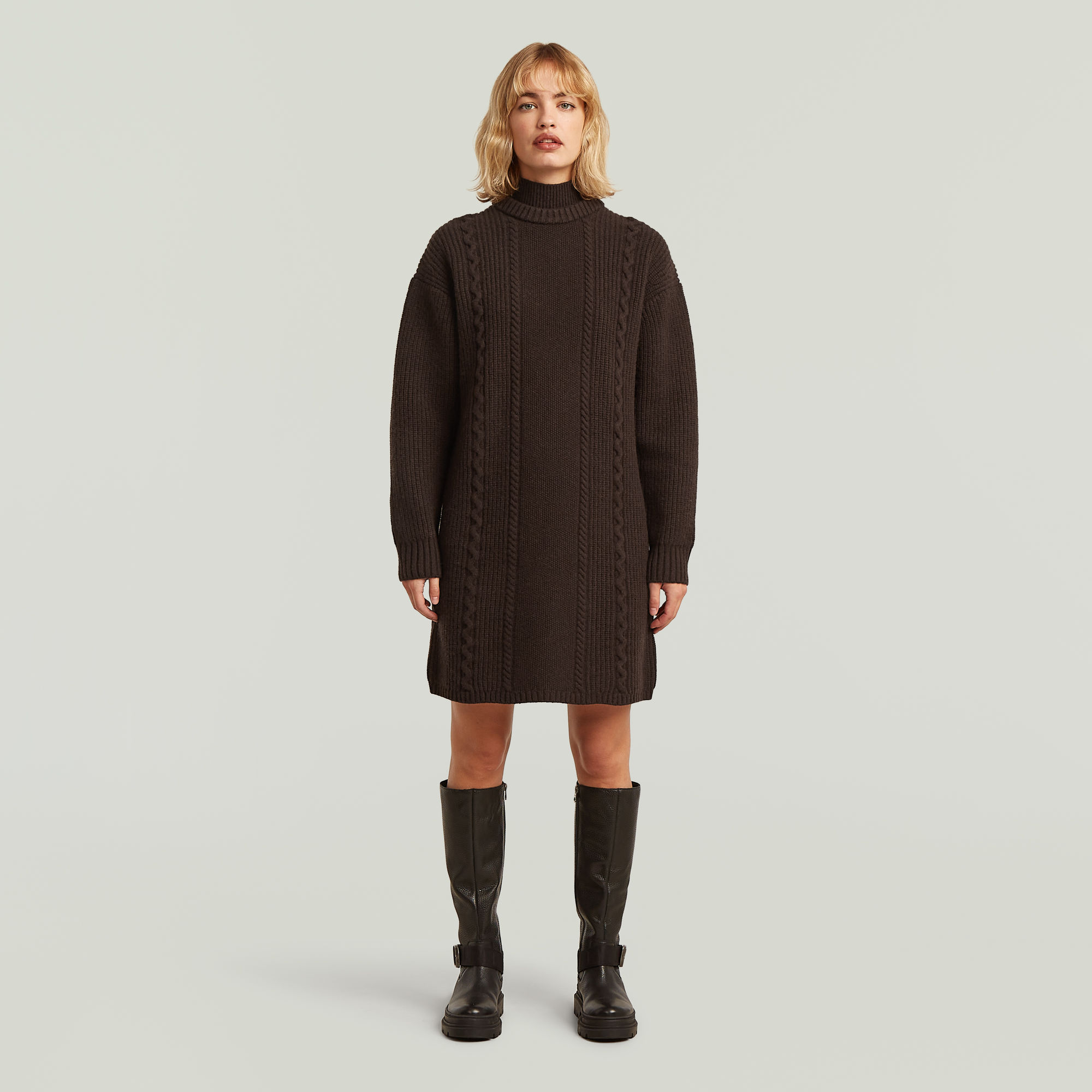 

Cable Loose Knit Dress - Brown - Women