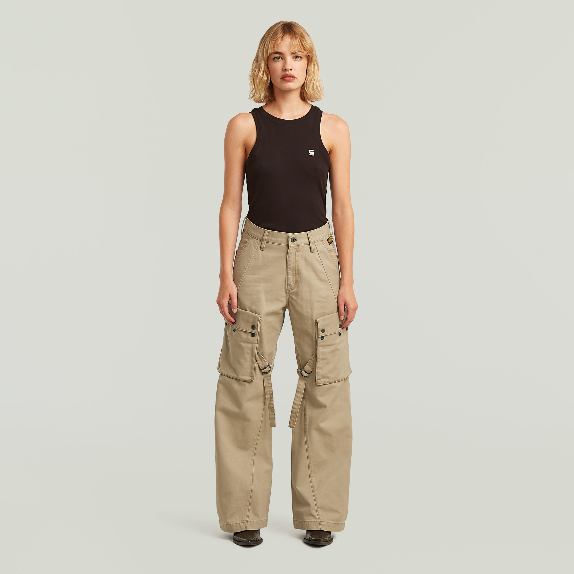 Thumbnail - Mega Cargohose - Beige - Damen