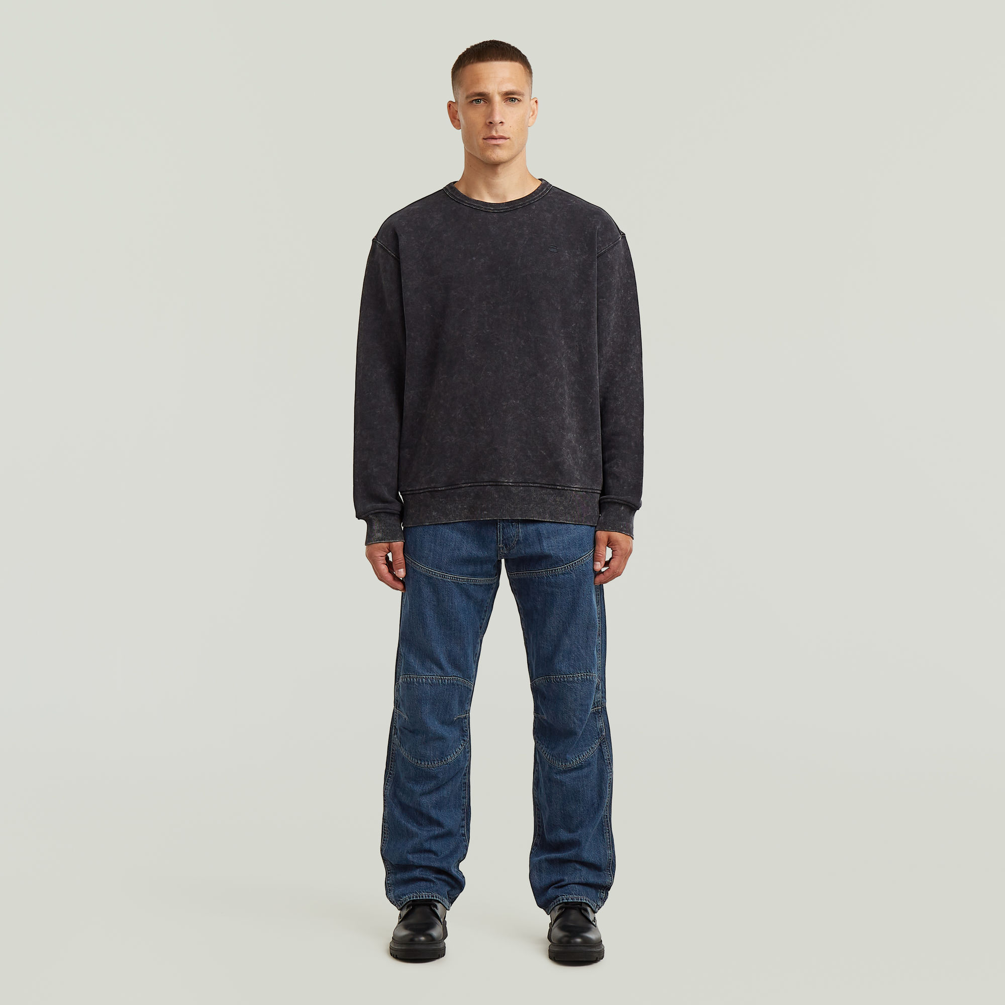 Thumbnail - Washed Sweater - Schwarz - Herren