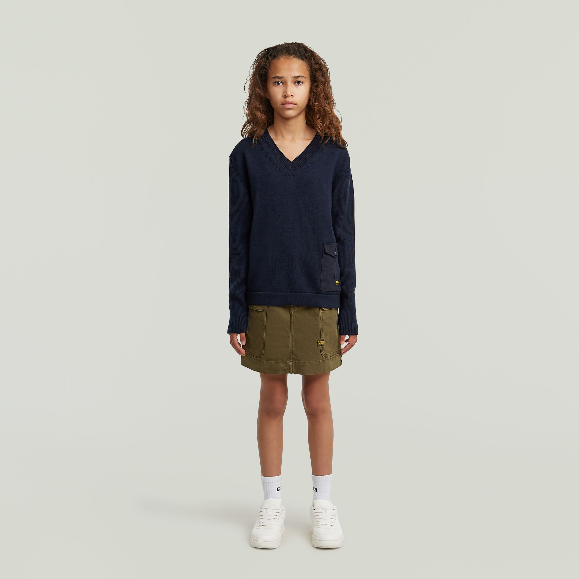 Thumbnail - Girls Knit Sweatshirt - Dunkelblau - mädchen