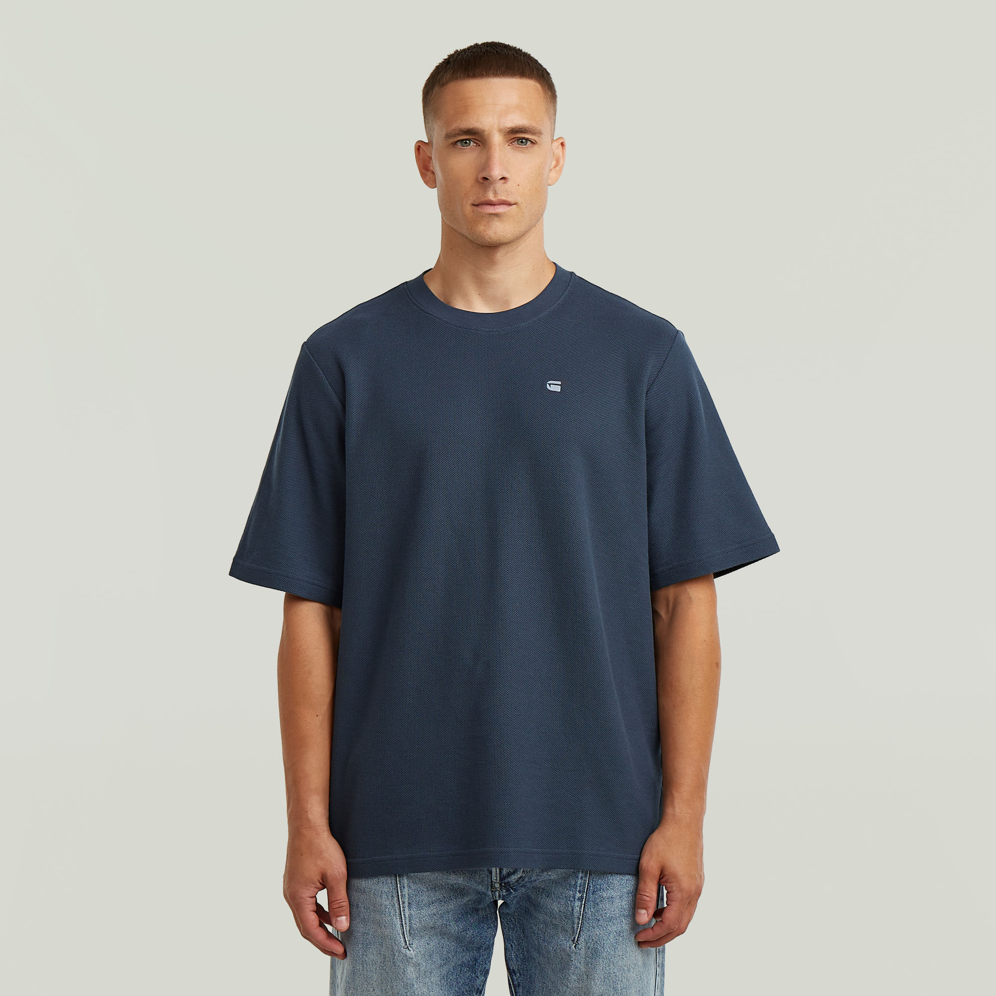 

Structured Chest Logo T-Shirt - Dark blue - Men