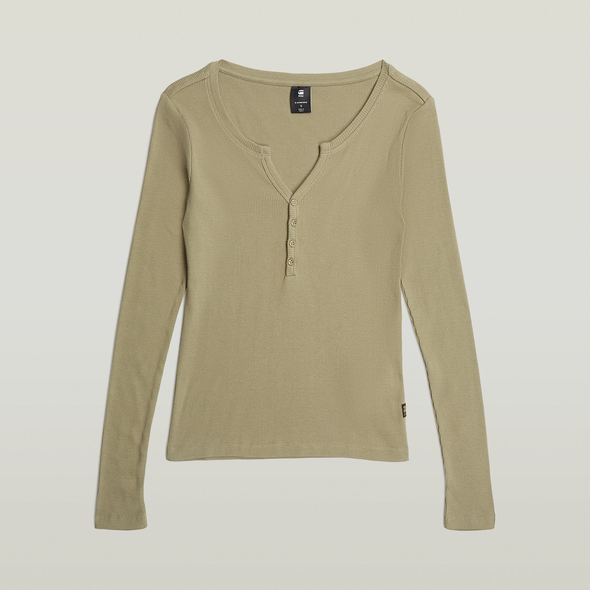 Thumbnail - Deep V Henley Slim T-Shirt - Grün - Damen