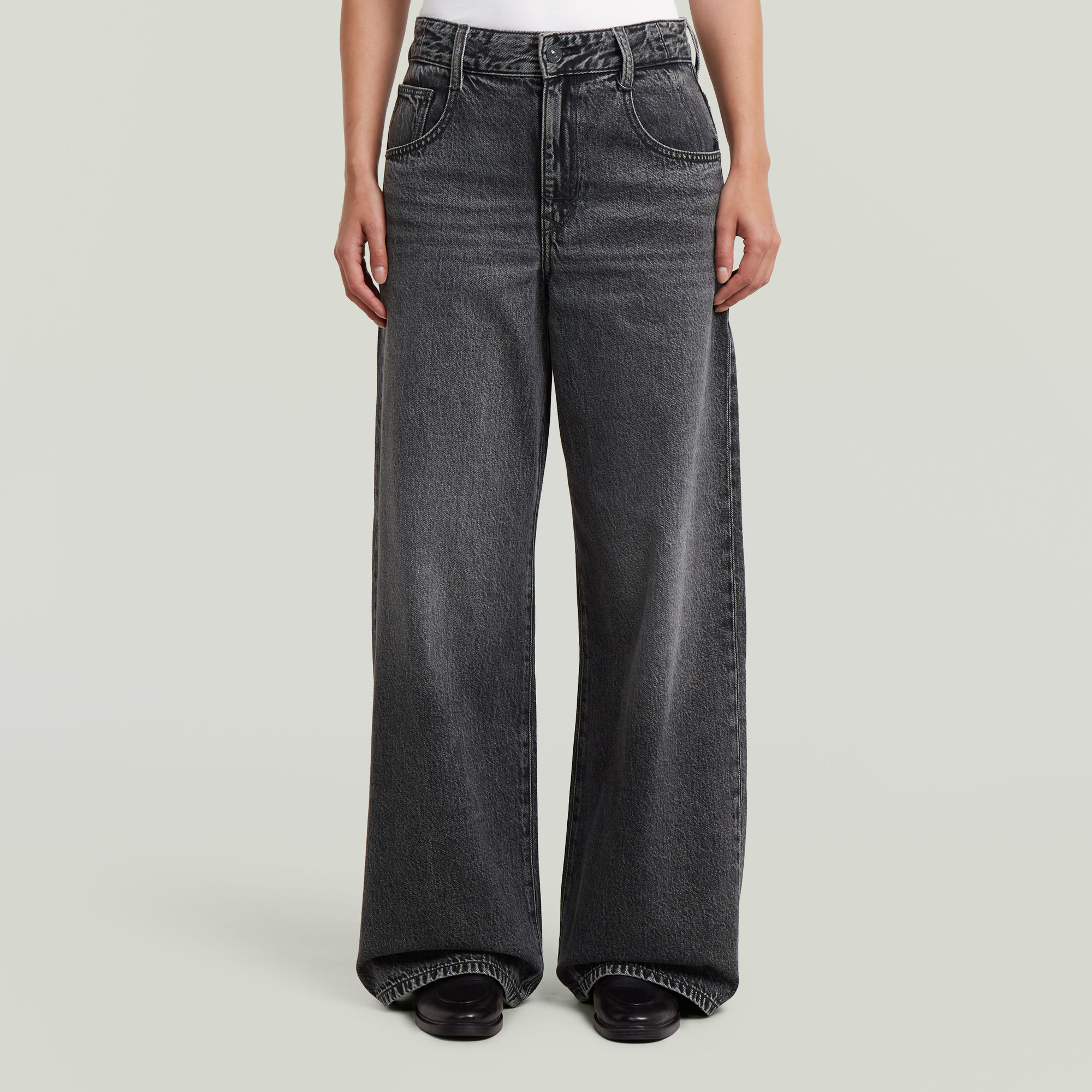 

Skater Long Pocket High Loose Jeans - Grey - Women