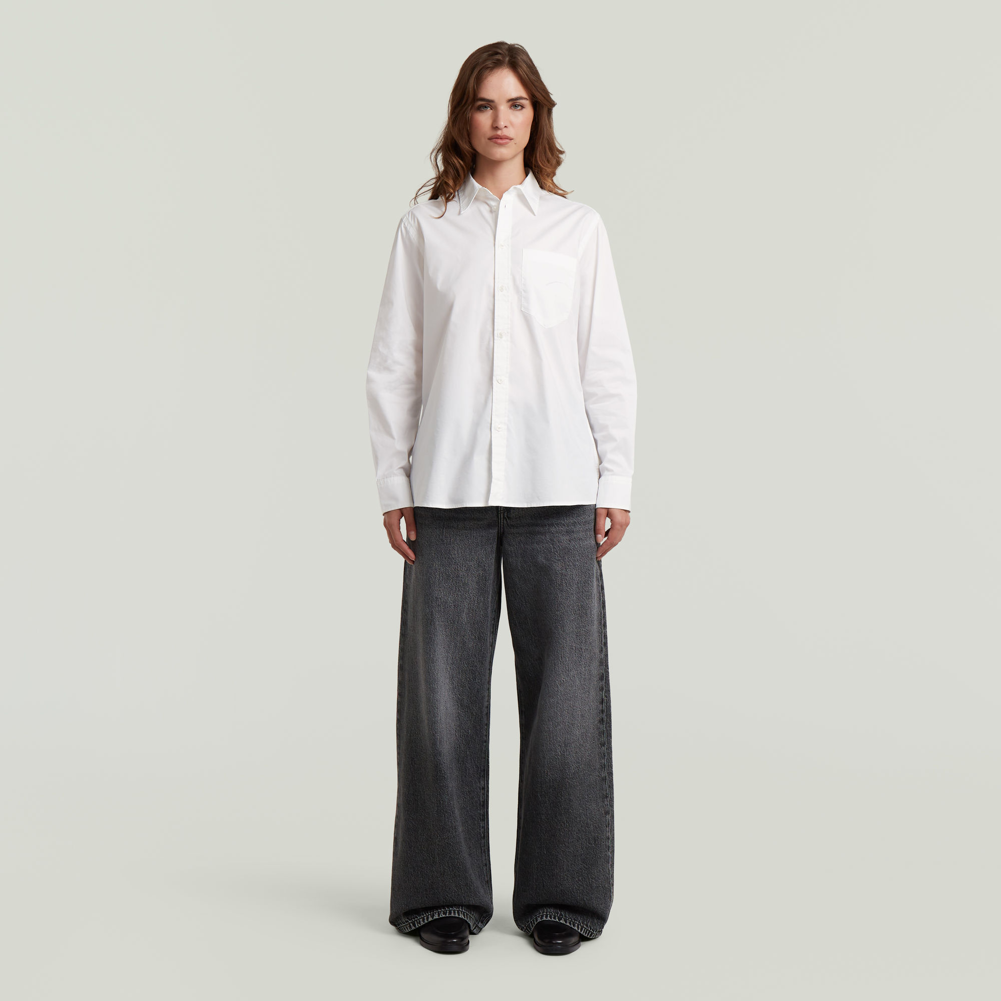 Thumbnail - Skater Long Pocket High Loose Jeans - Grau - Damen