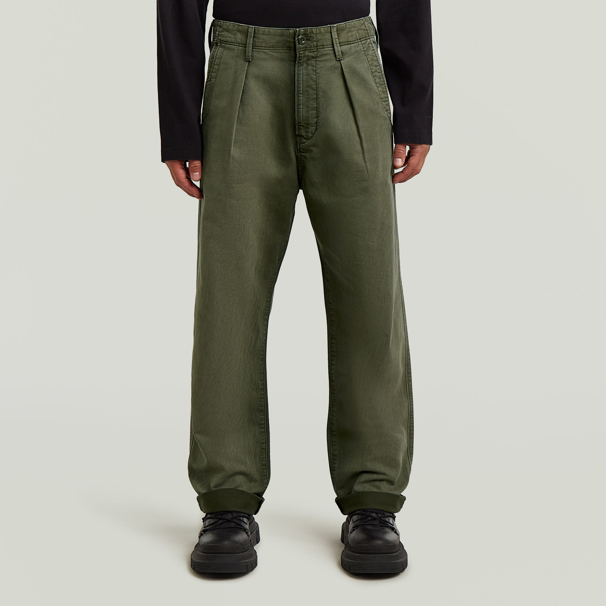 Pleated Chino Relaxed - Grau - Herren