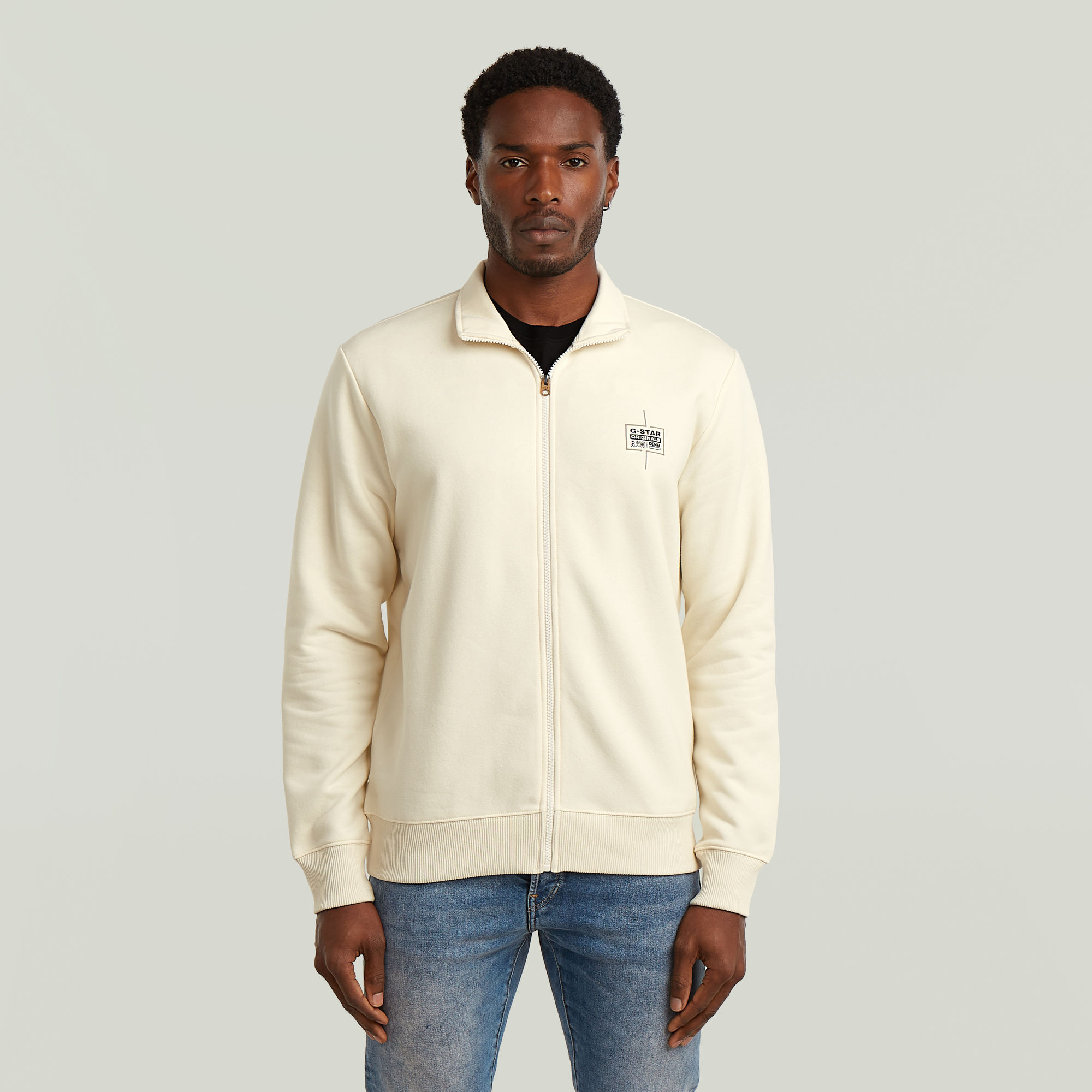 Logo Zip Thru Sweatshirt - Beige - Herren