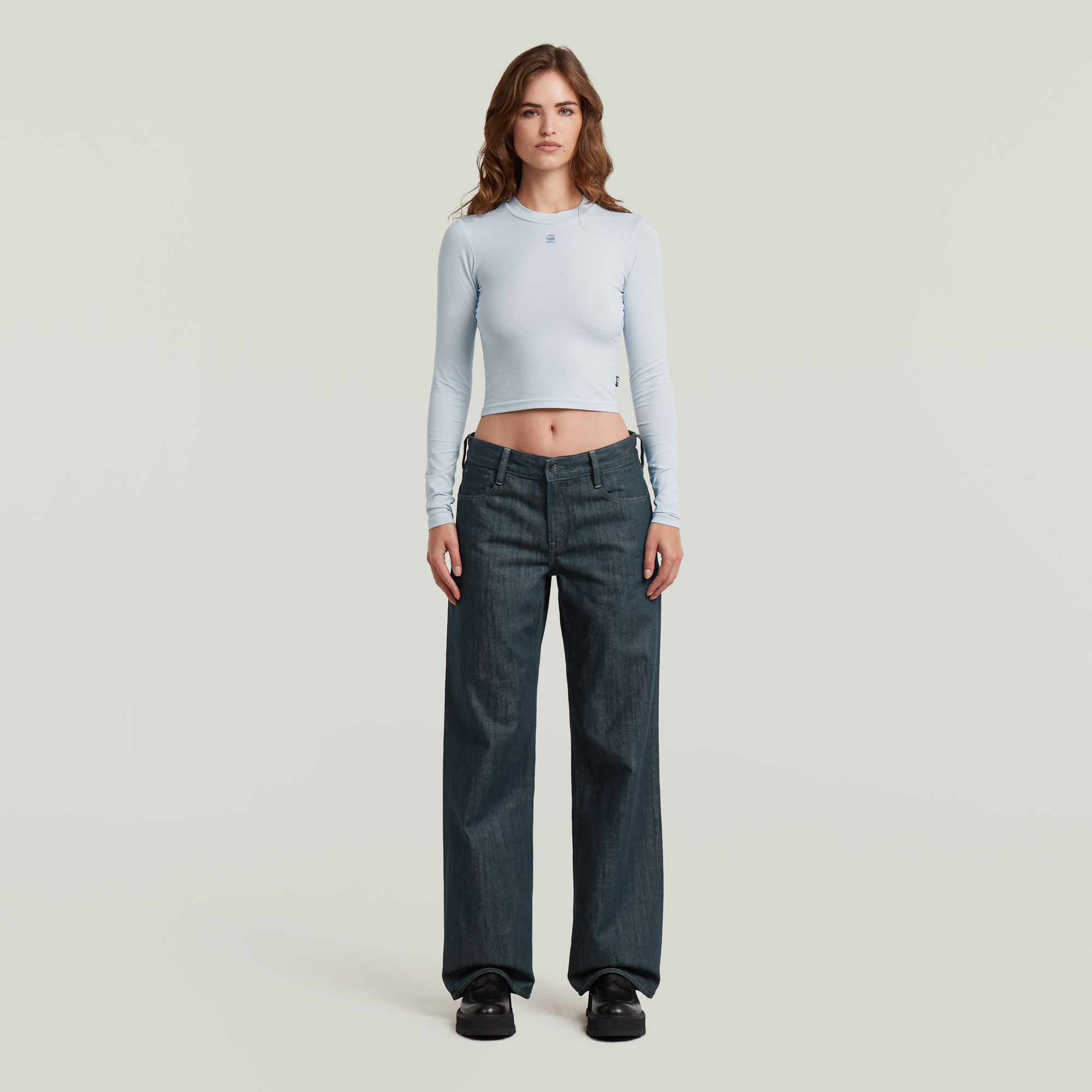 Thumbnail - Cropped Mock Slim Top - Hellblau - Damen