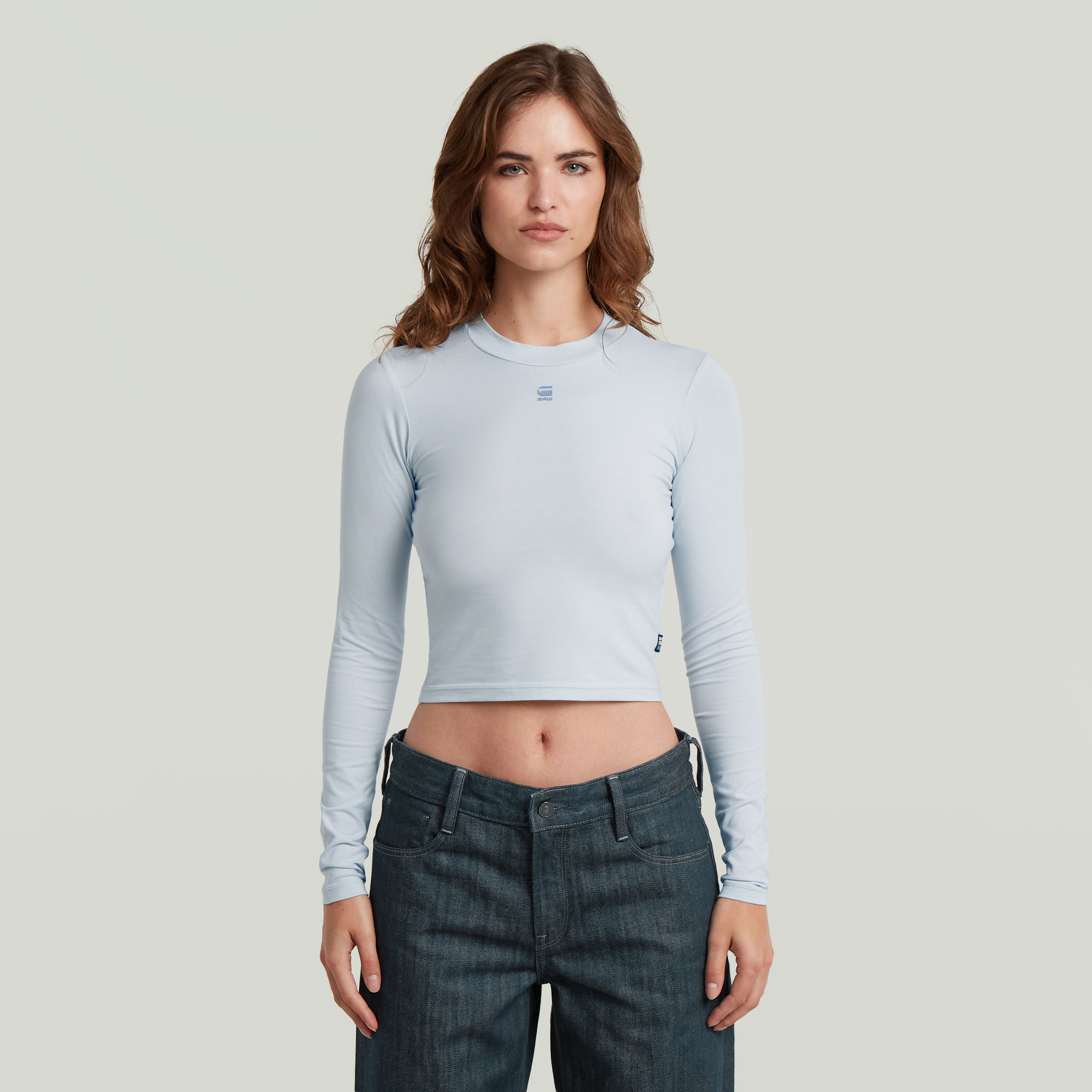 G-Star RAW Mock Slim Korte Top - Lichtblauw - Dames