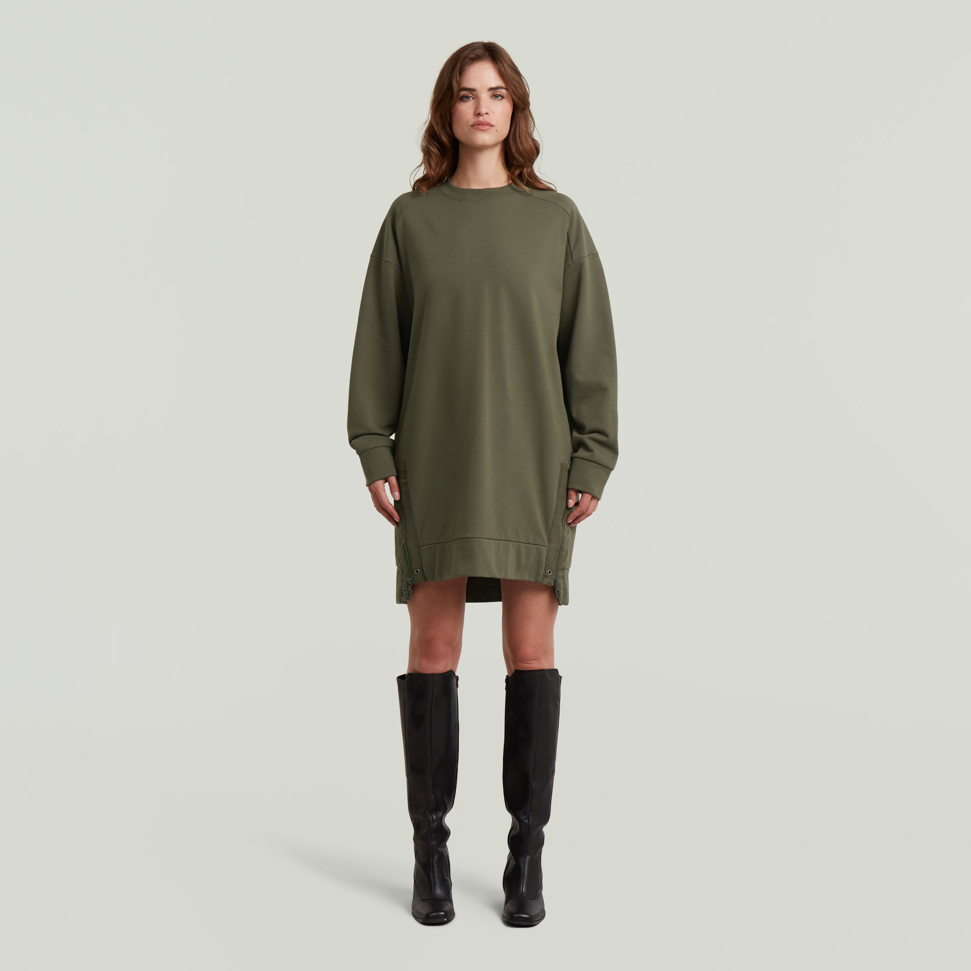 G-Star RAW Biker Zip Sweater Dress - Groen - Dames