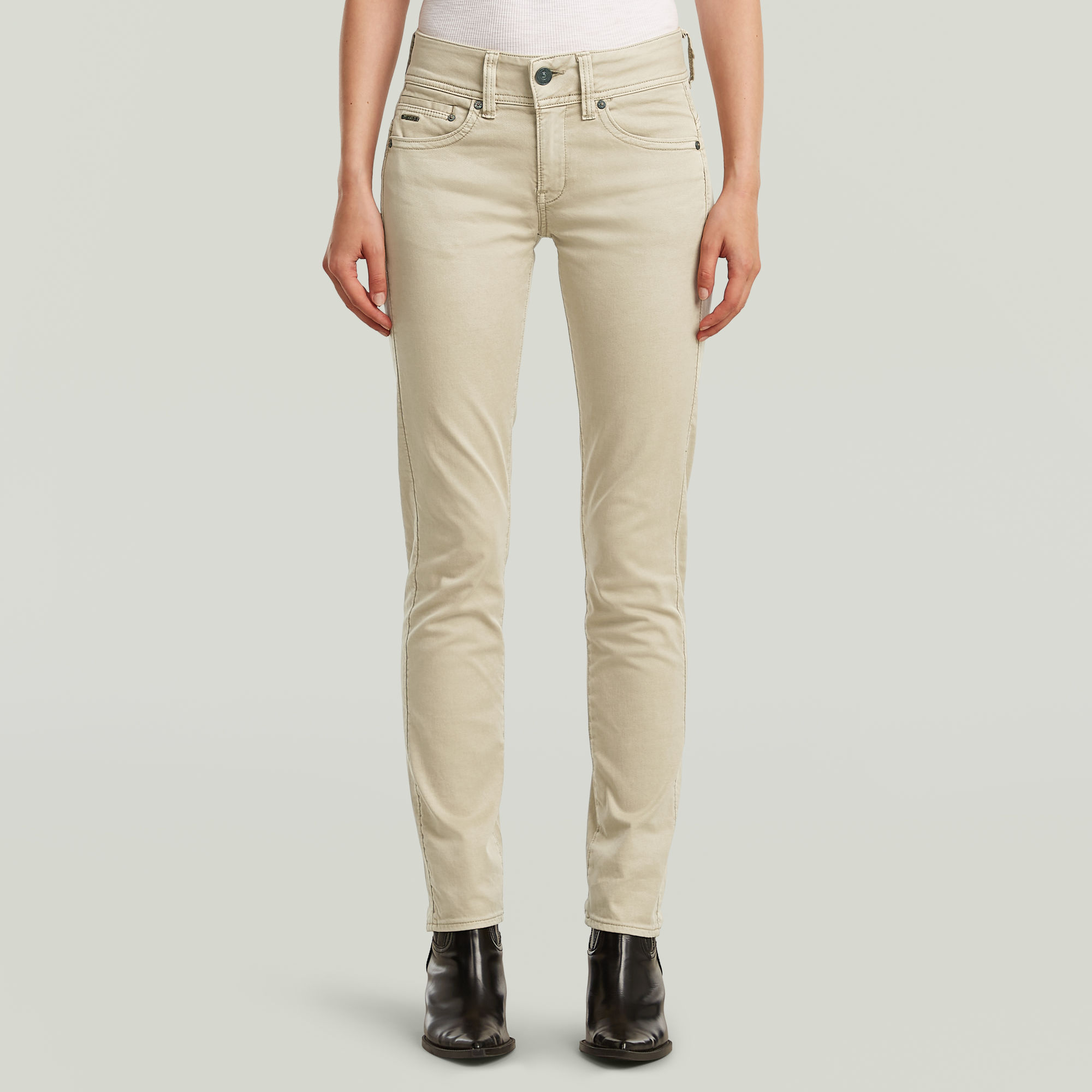 

Midge Slim Straight Chino - Beige - Dames
