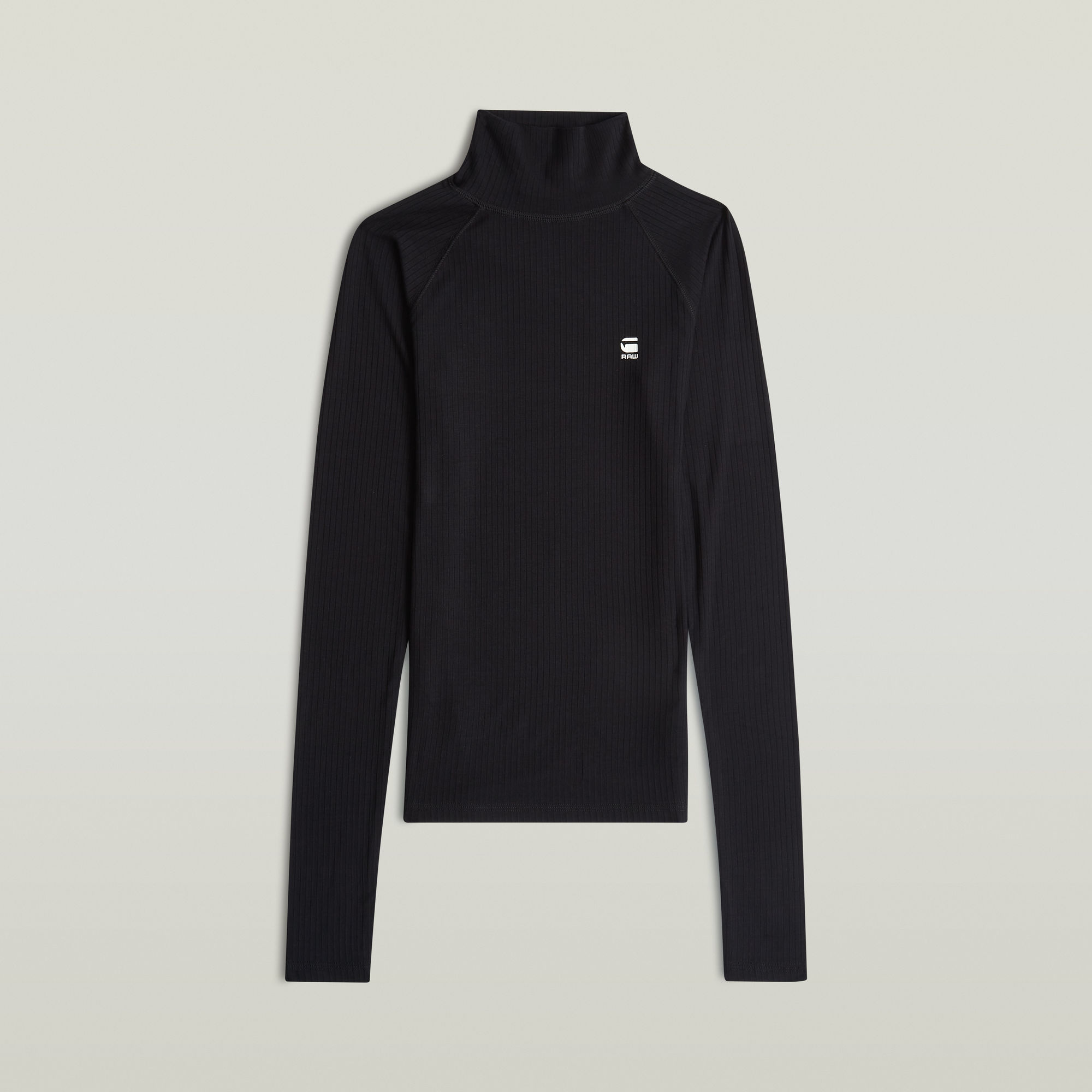 G-Star RAW Mock Slim Rib Logo Top - Zwart - Dames