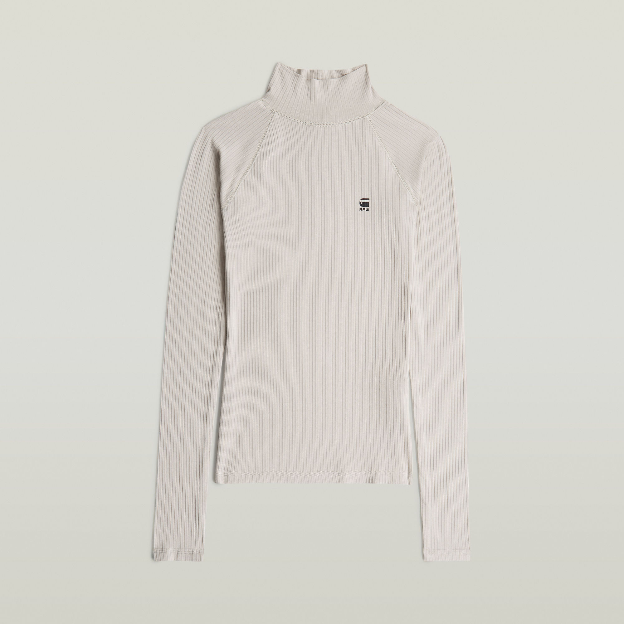 G-Star RAW Mock Slim Rib Logo Top - Beige - Dames