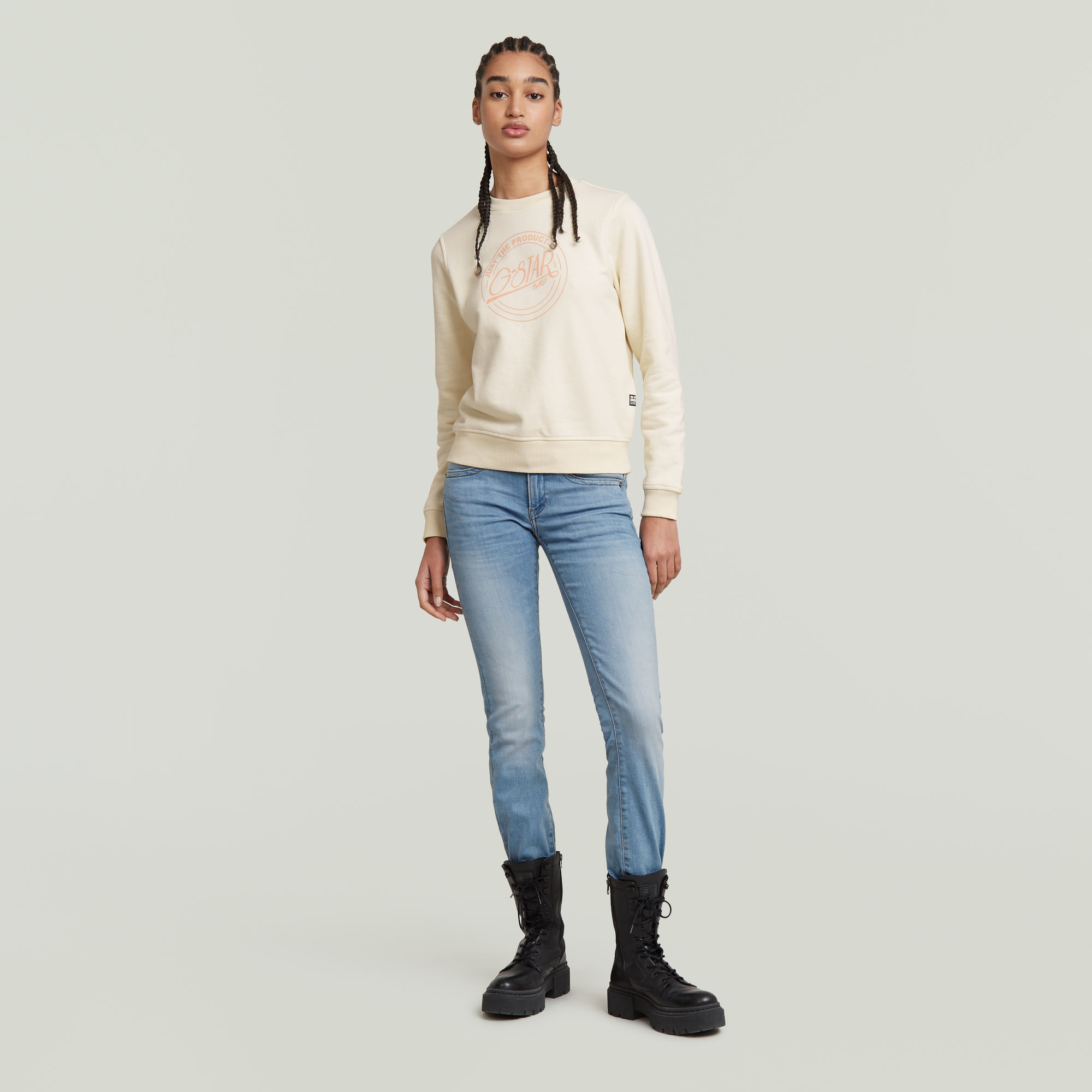 Thumbnail - Midge Saddle Mid Straight Jeans - Mittelblau - Damen