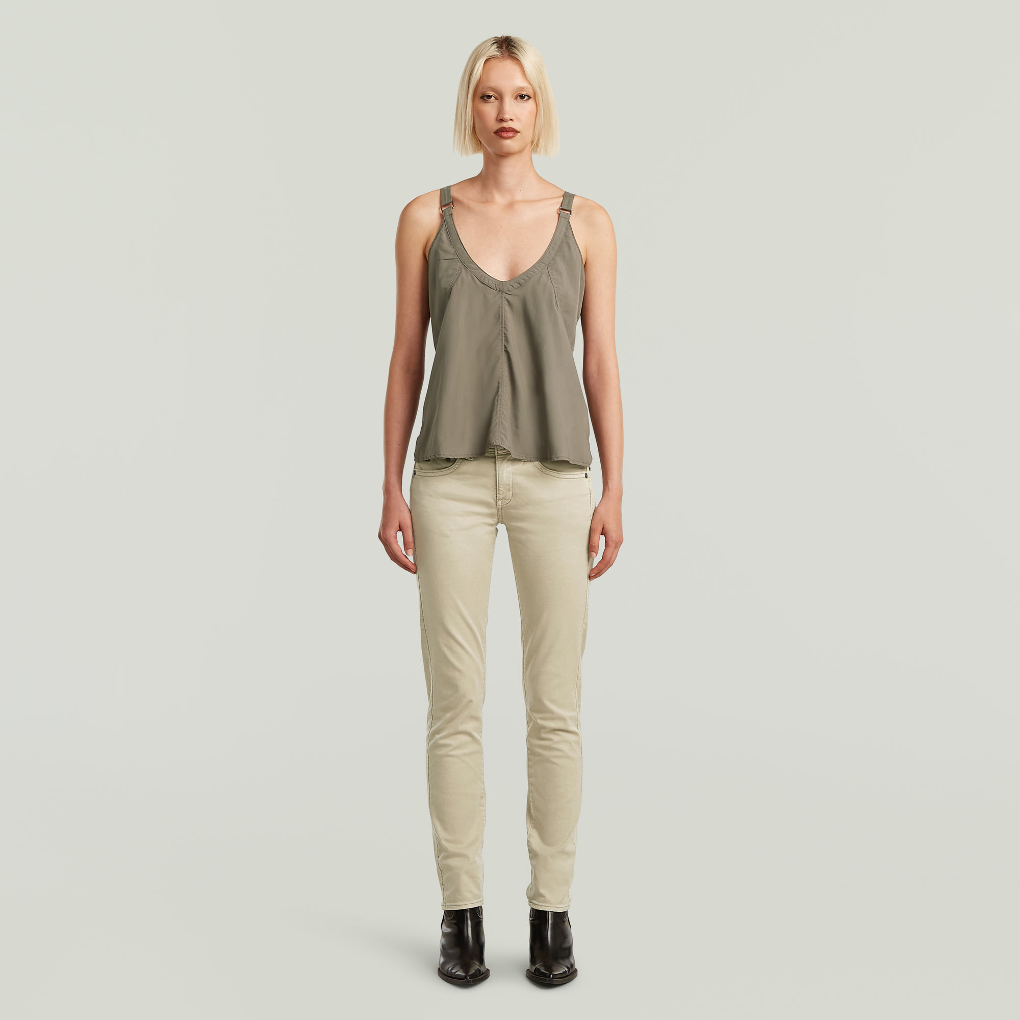 Thumbnail - Midge Slim Straight Chino - Beige - Damen