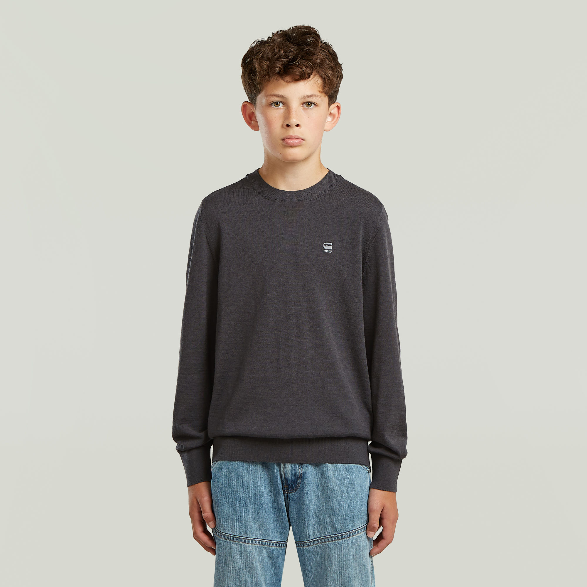 Boys Basic Crewknit Sweatshirt - Dunkelblau - jungen