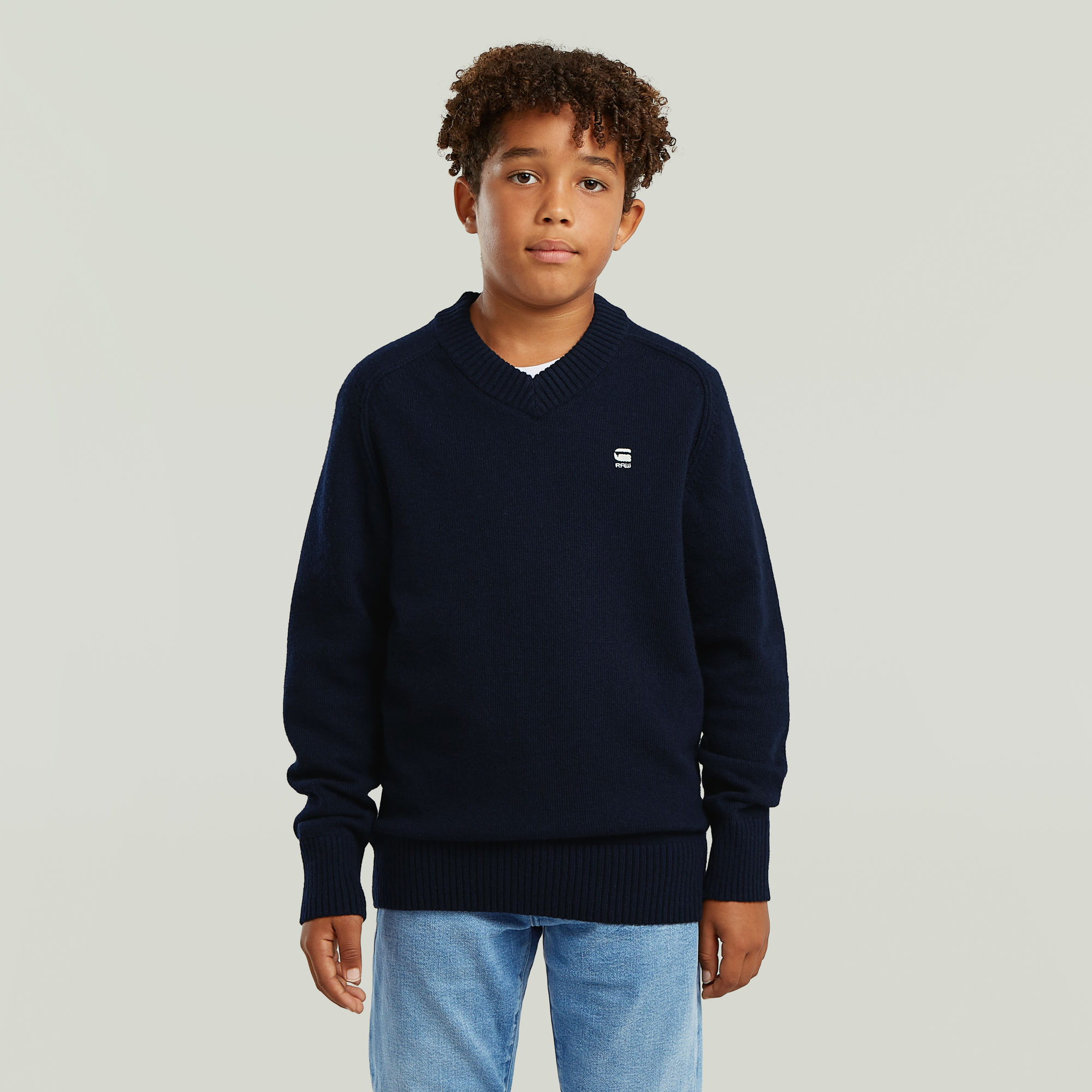 Boys Rag V Neck Knit - Dunkelblau - jungen