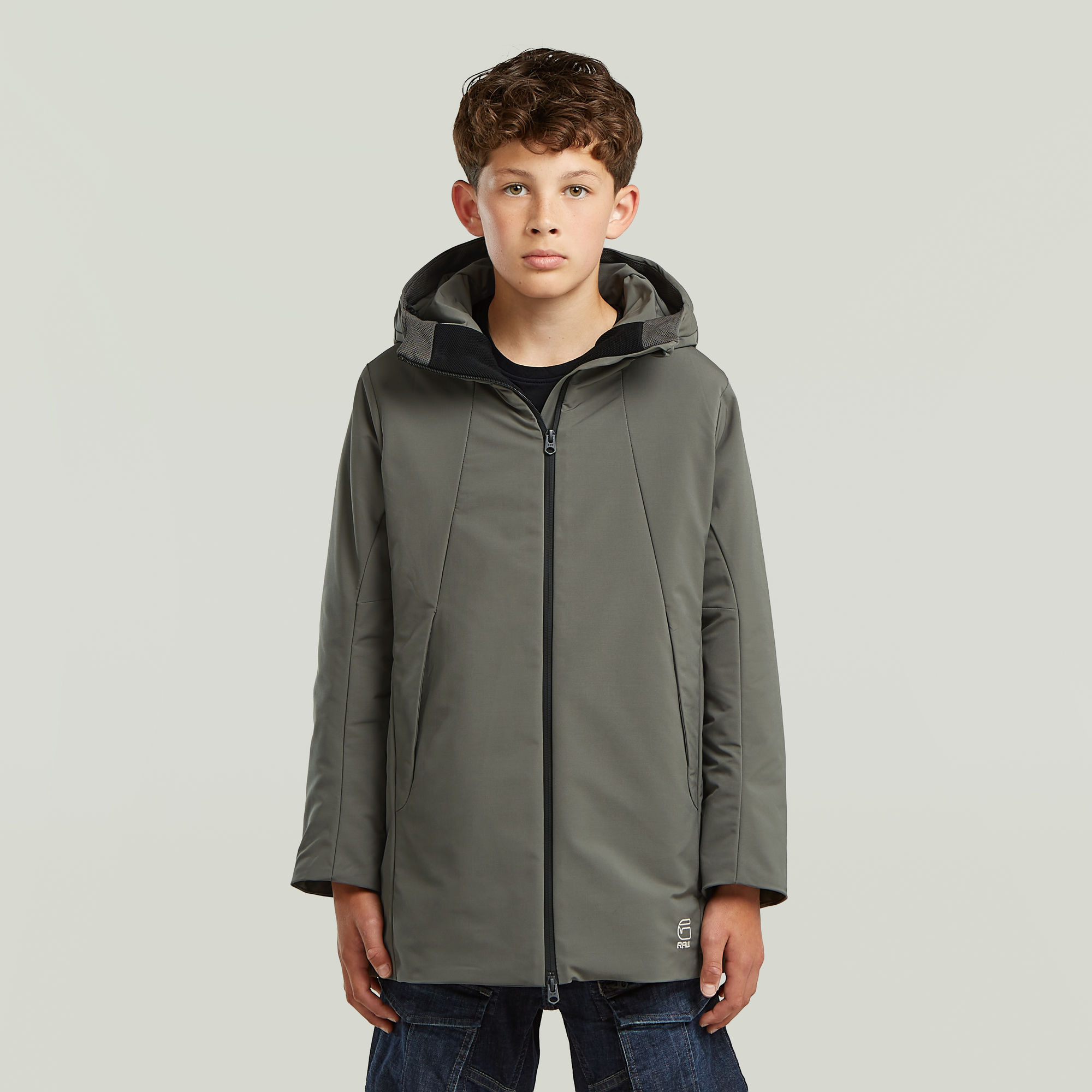 Boys Foga Padded Long Jacke - Grau - jungen