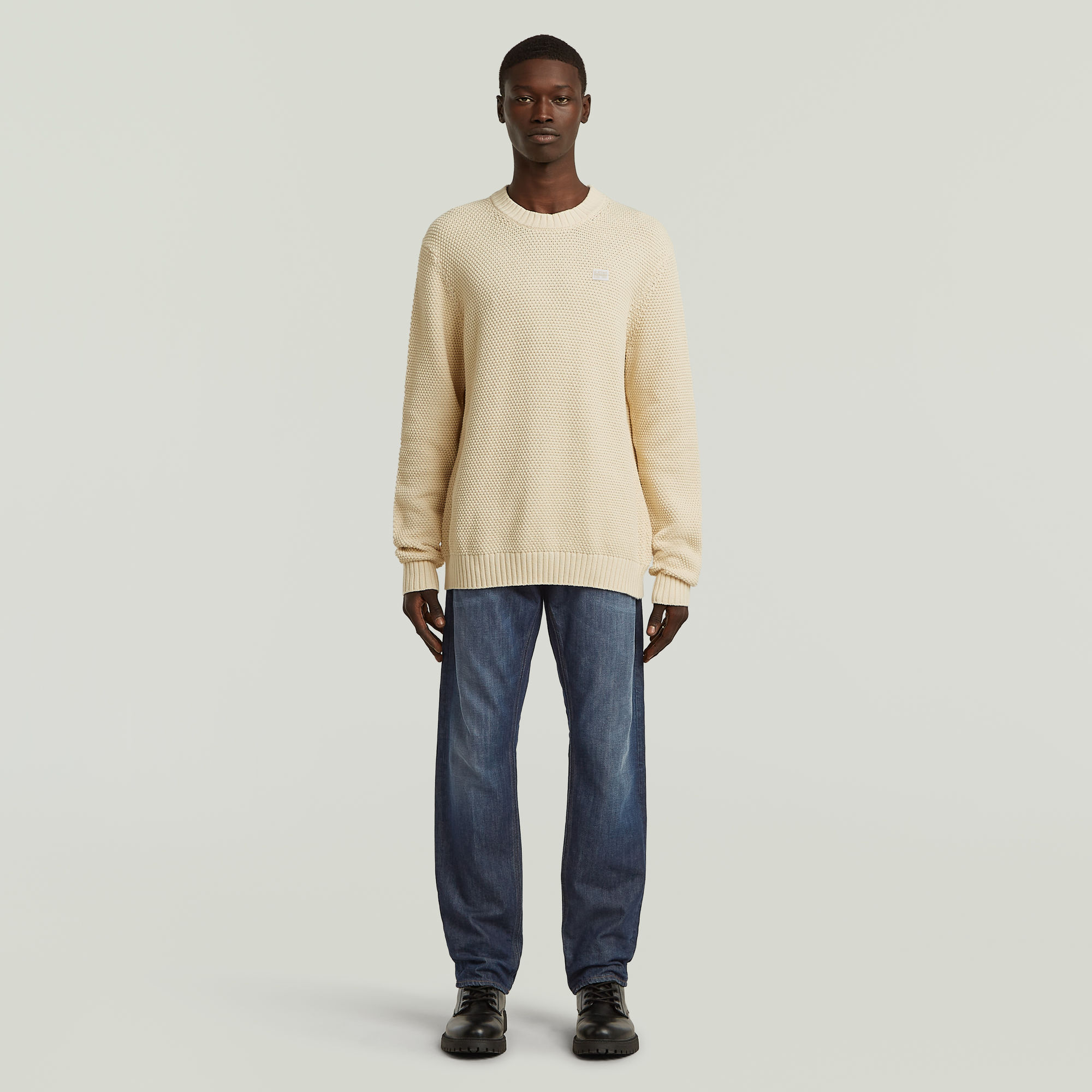 Thumbnail - Honey Comb Structure Knit - Weiß - Herren