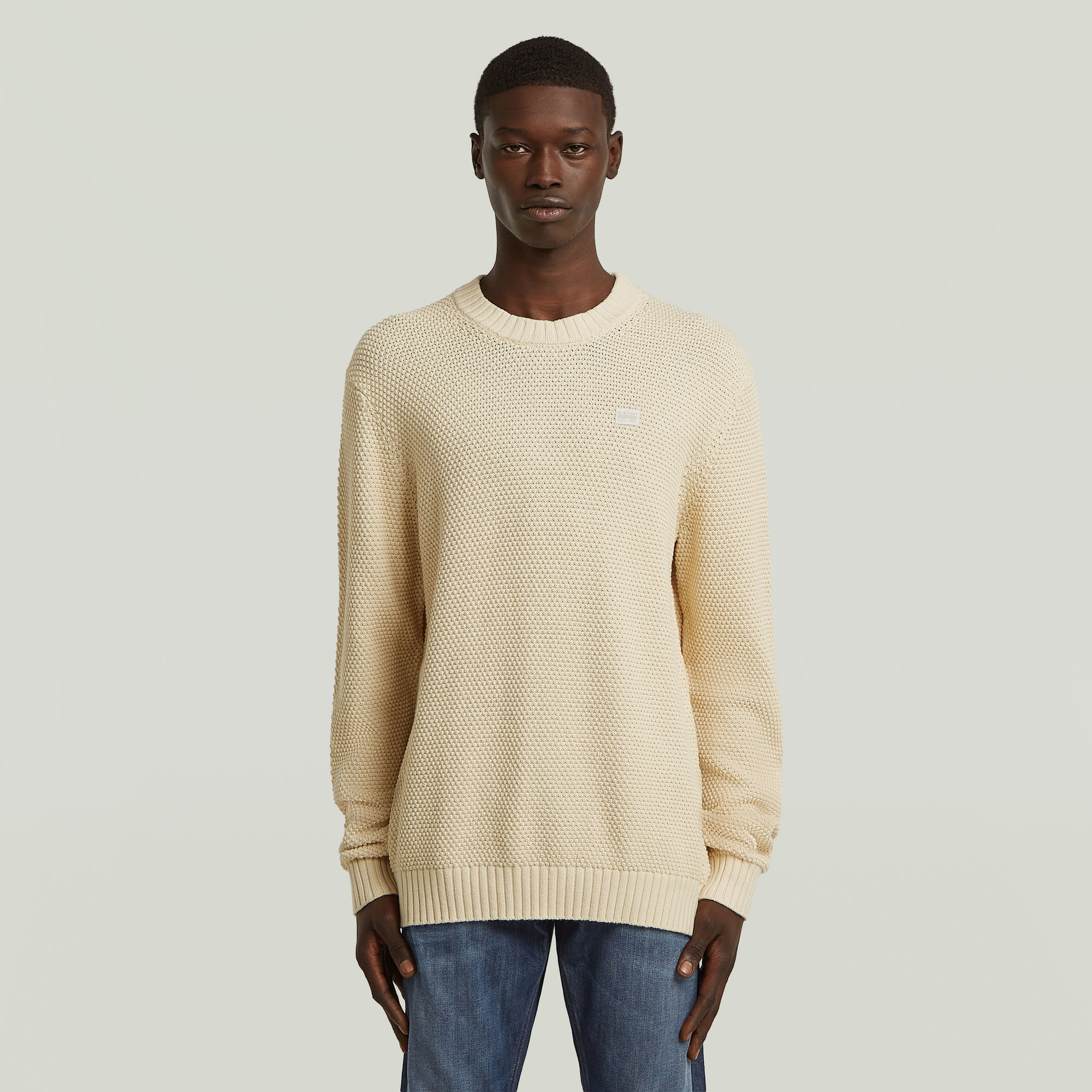 

Honey Comb Structure Knit - Wit - Heren