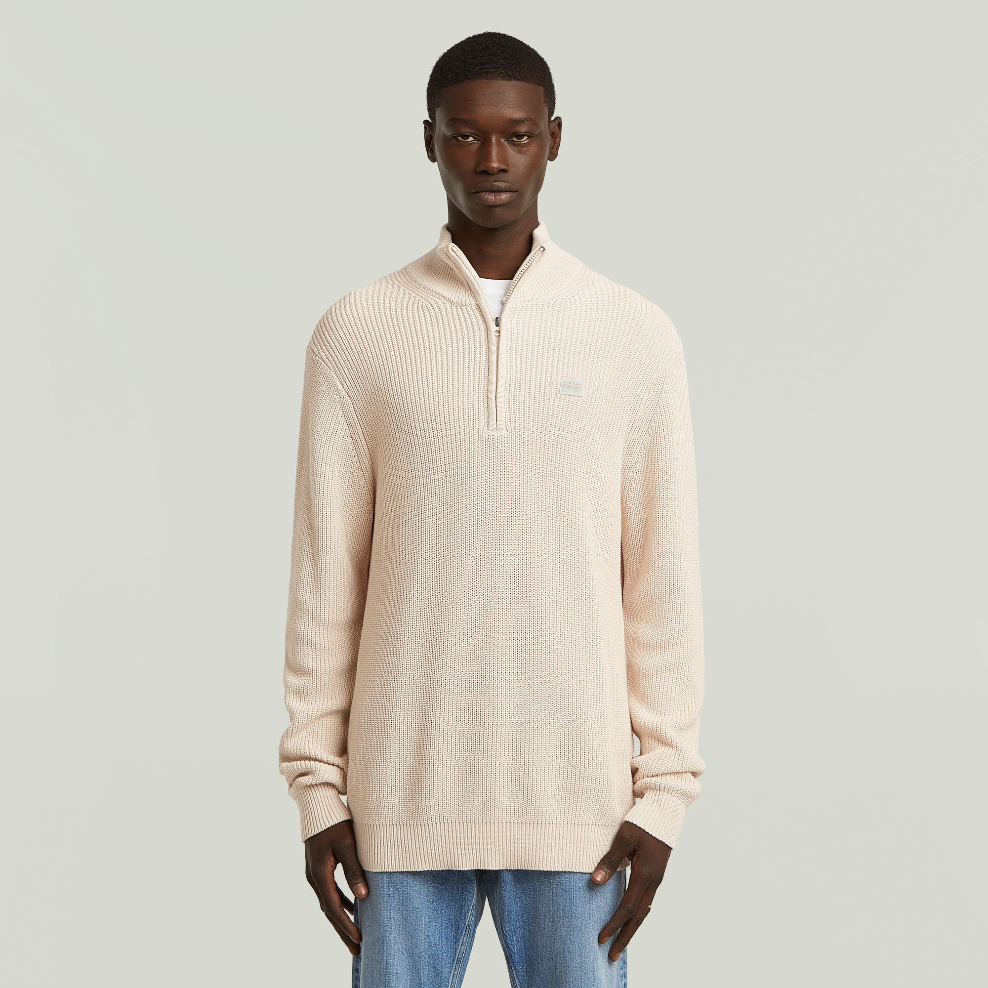 

Pullover Half Zip Knit - Wit - Heren