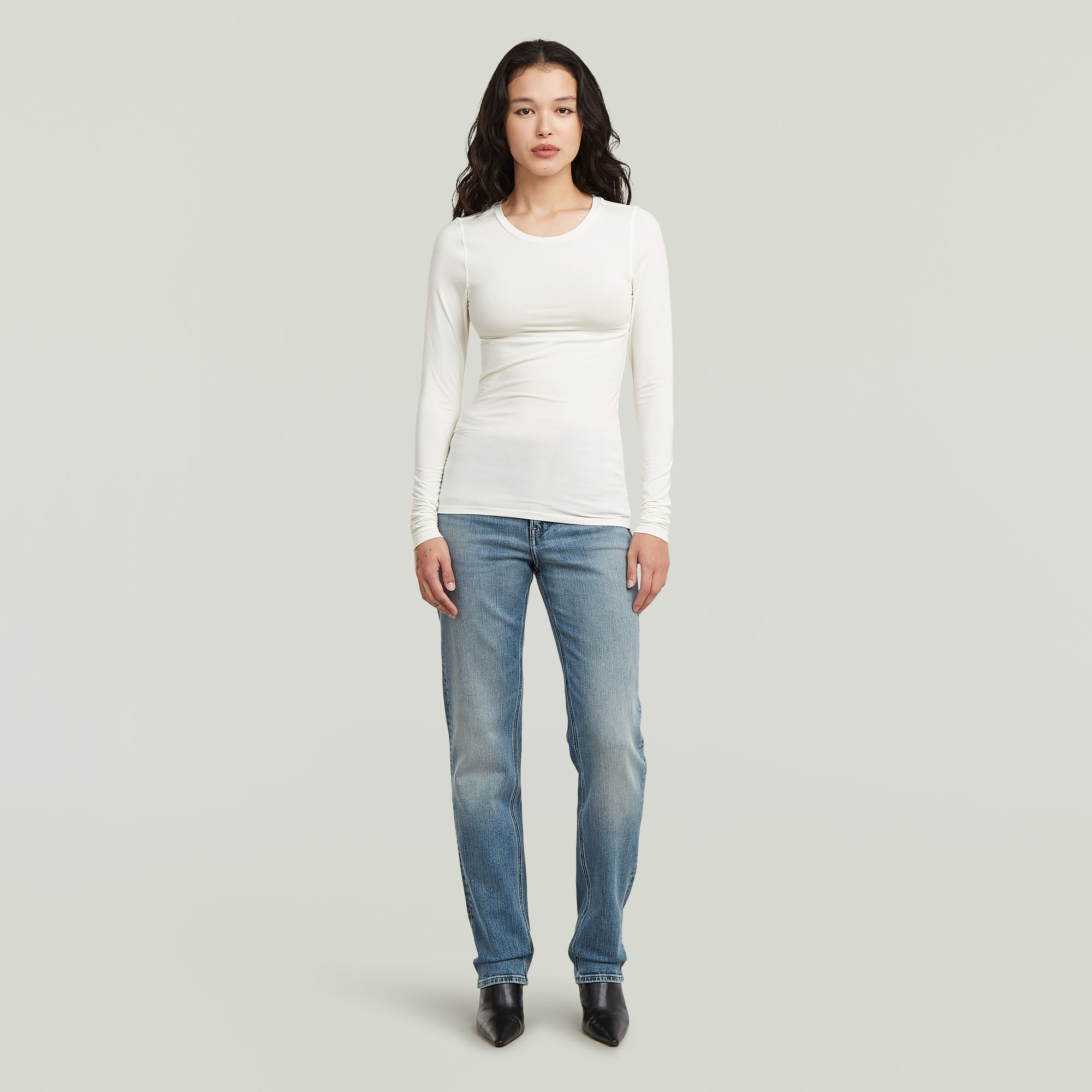 Thumbnail - Iggie Straight Jeans - Mittelblau - Damen