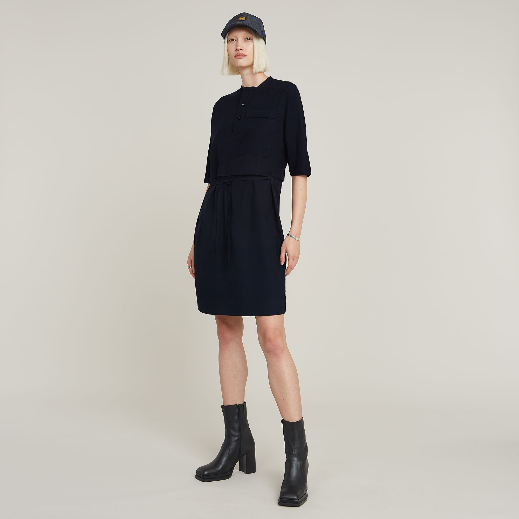 Thumbnail - Fluid Kleid - Dunkelblau - Damen