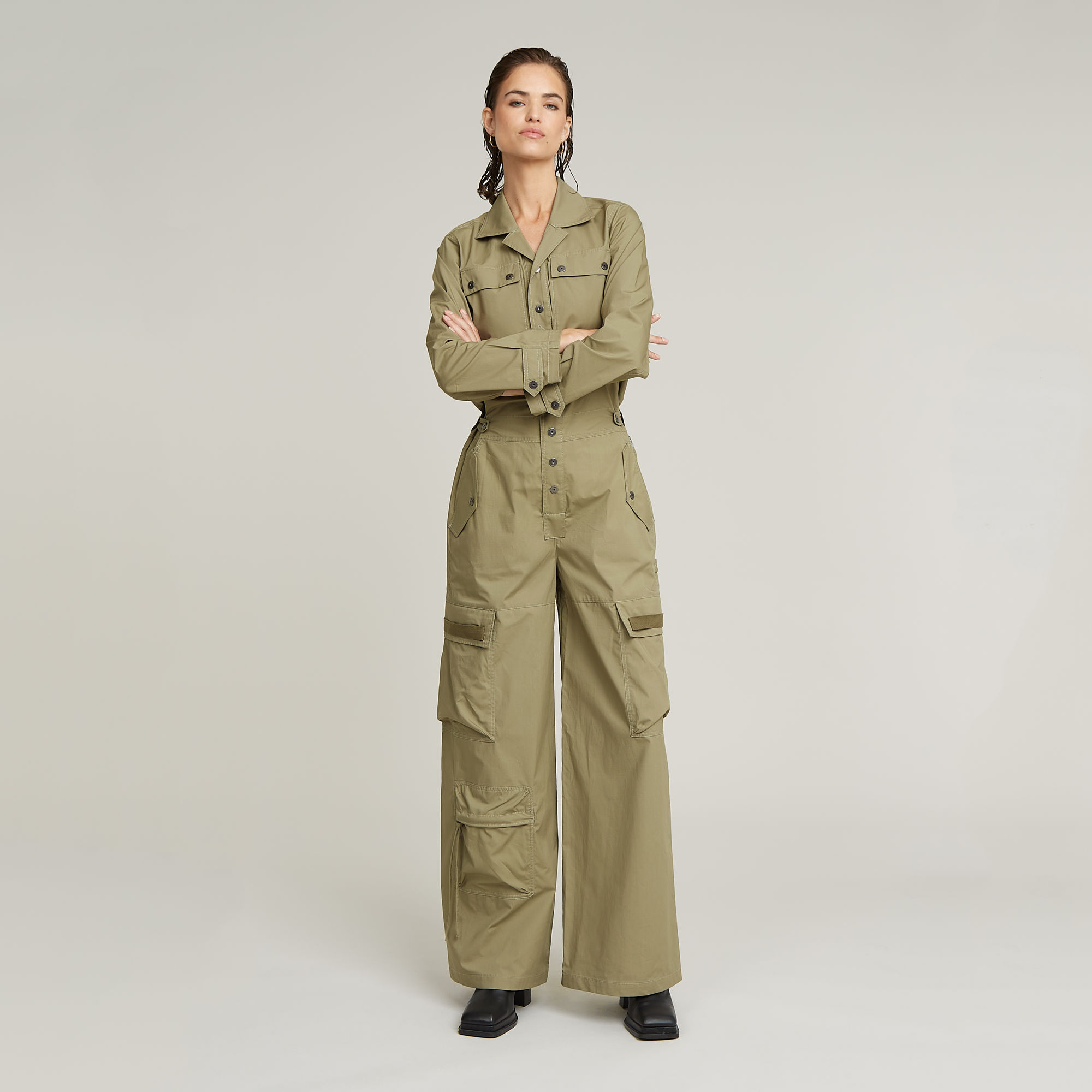 Thumbnail - Cargo Jumpsuit - Grün - Damen
