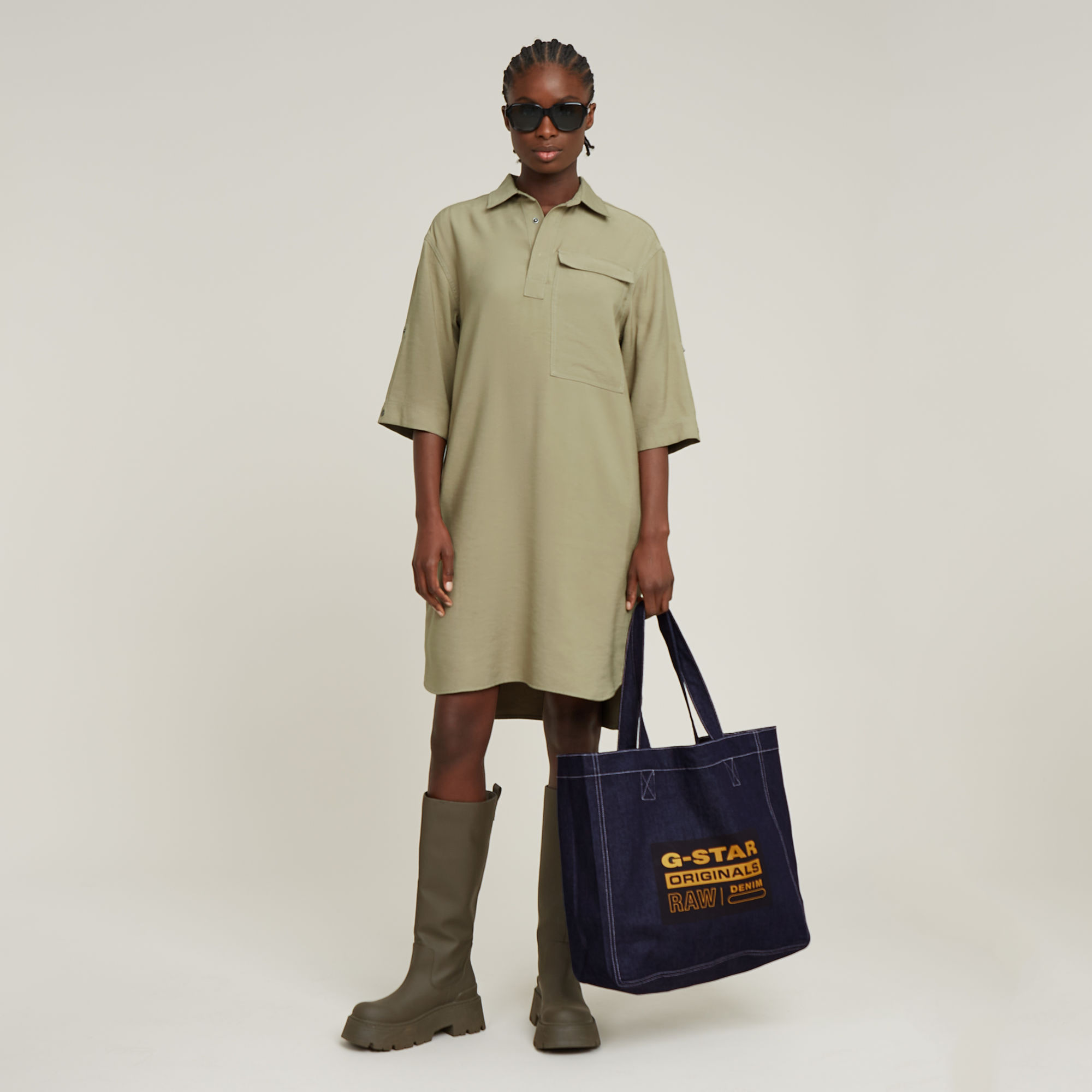 Thumbnail - Shirt Kleid - Grün - Damen